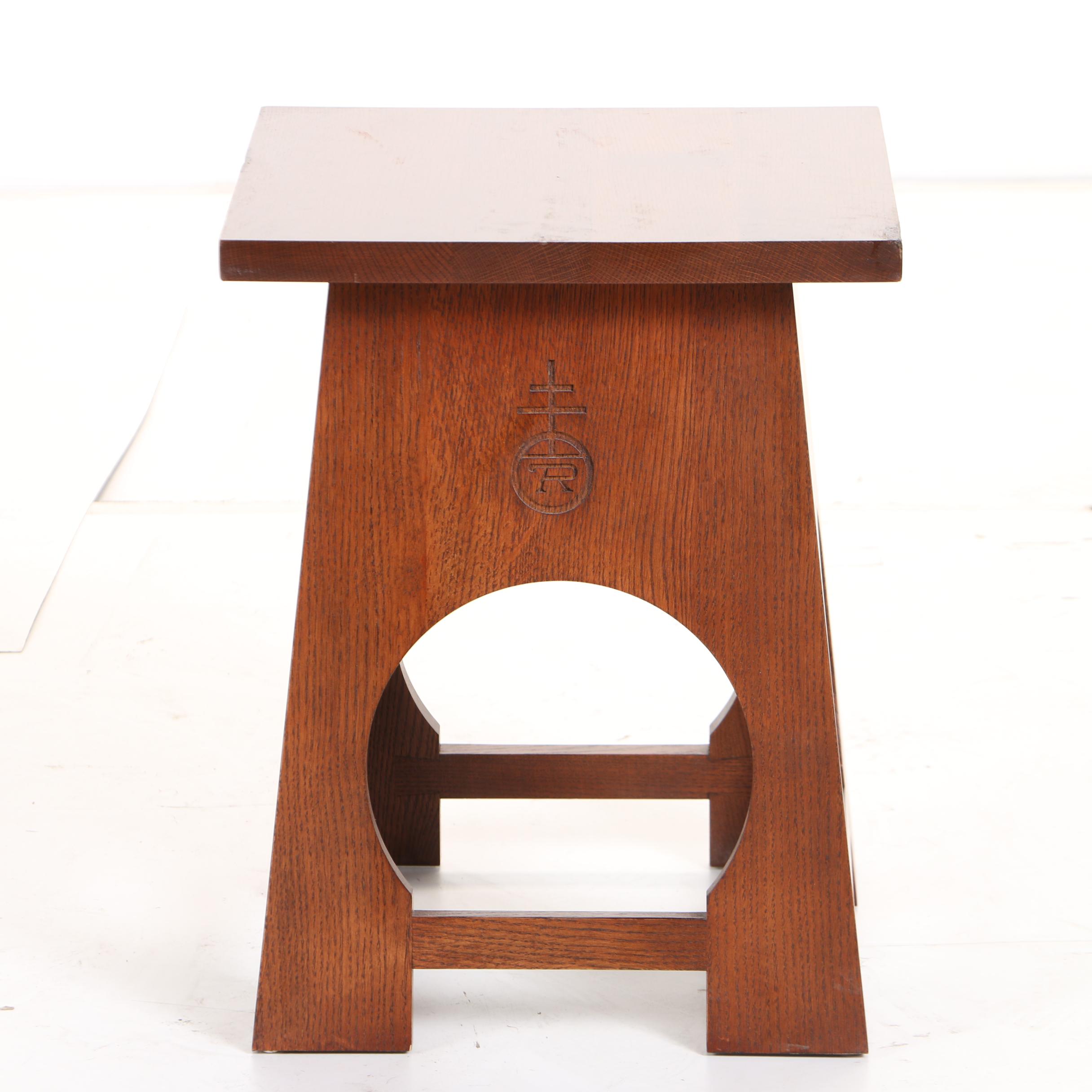Contemporary Stickley Roycroft Oak Tabouret Table