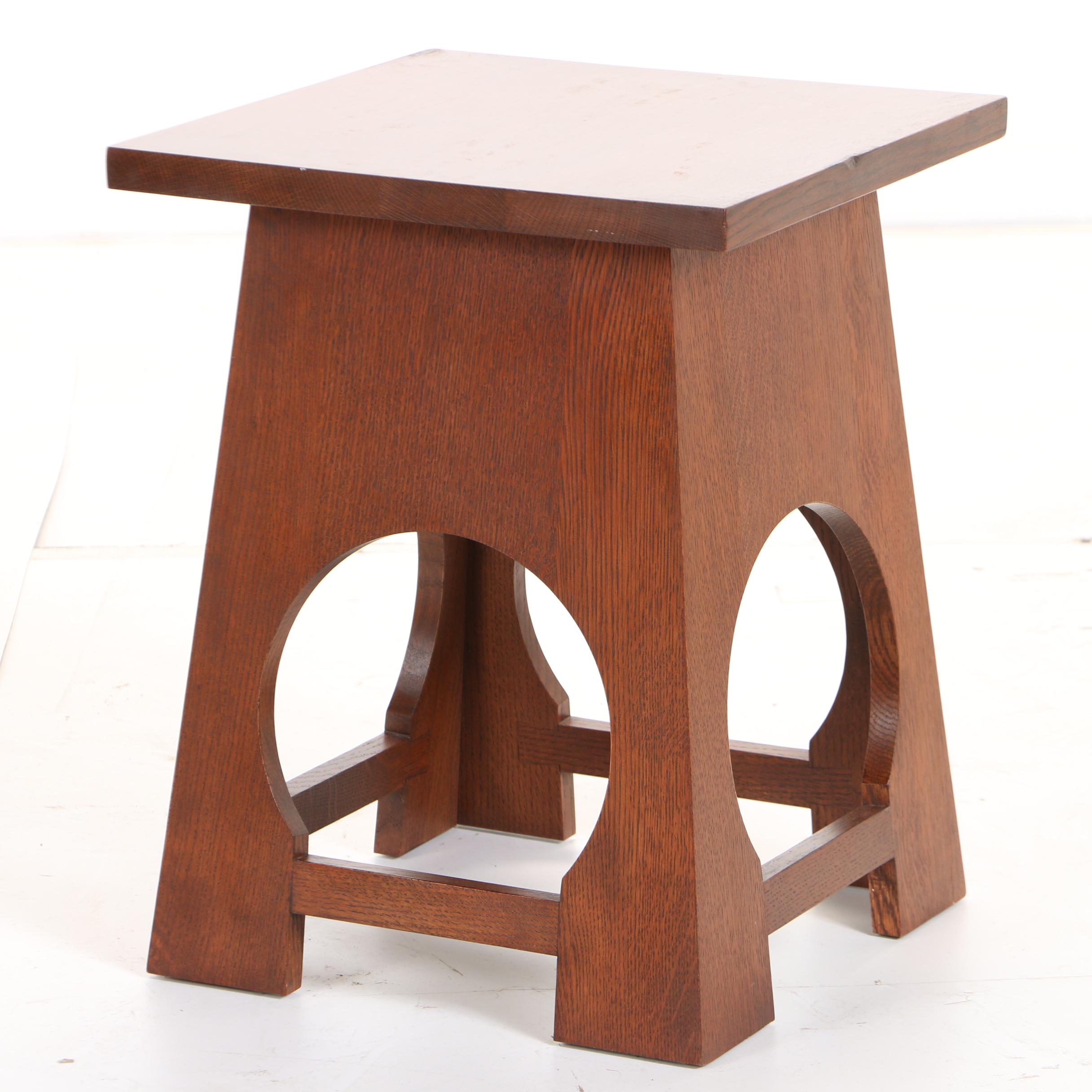 Contemporary Stickley Roycroft Oak Tabouret Table