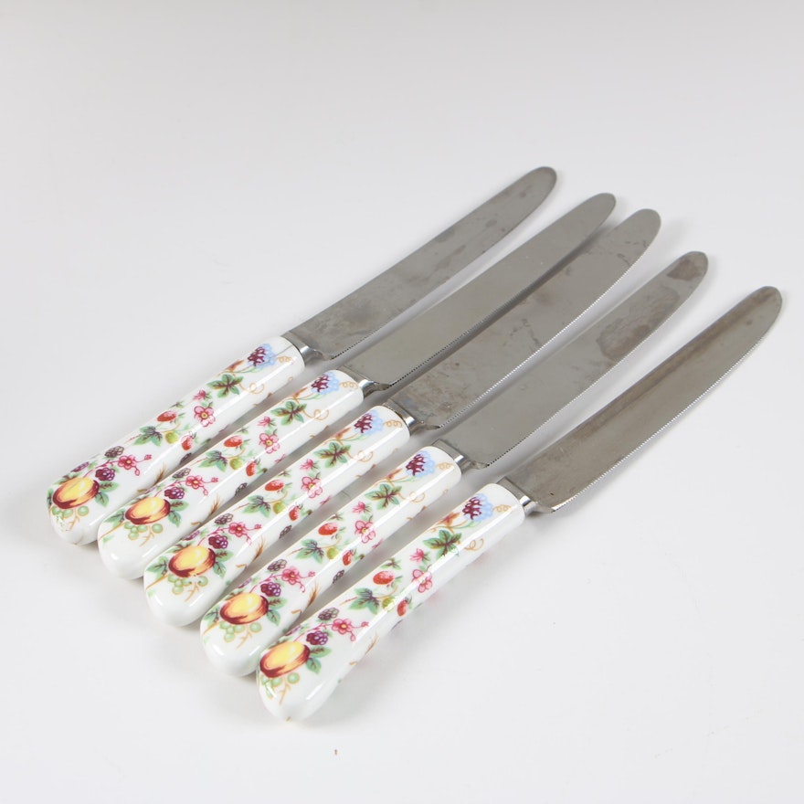 Cutlass & Coalport Ceramic Handled Dinner Knives