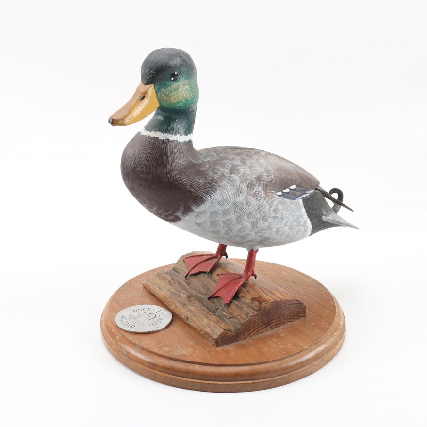 Ducks Unlimited Special Edition "Mallard" Decoy Signed by William Veasey, 1980s