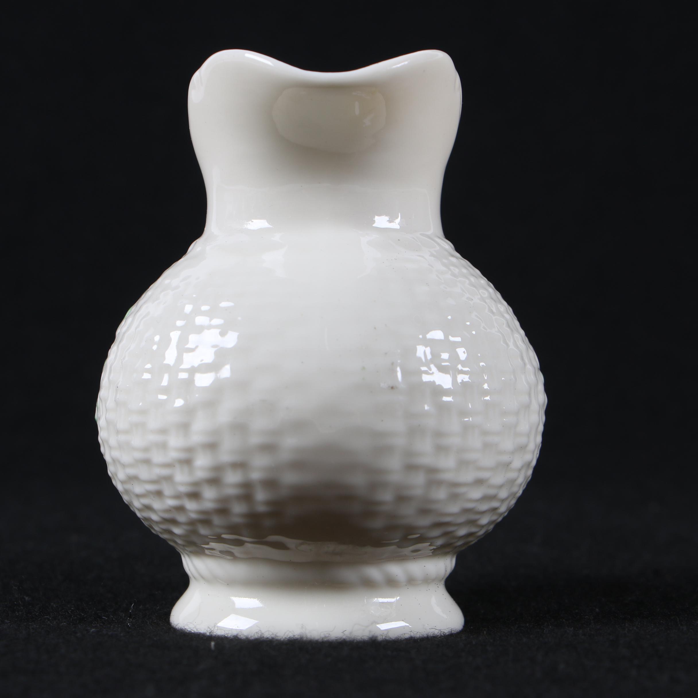 Belleek Porcelain "Shamrock" Creamer Pitcher and Sugar Bowl