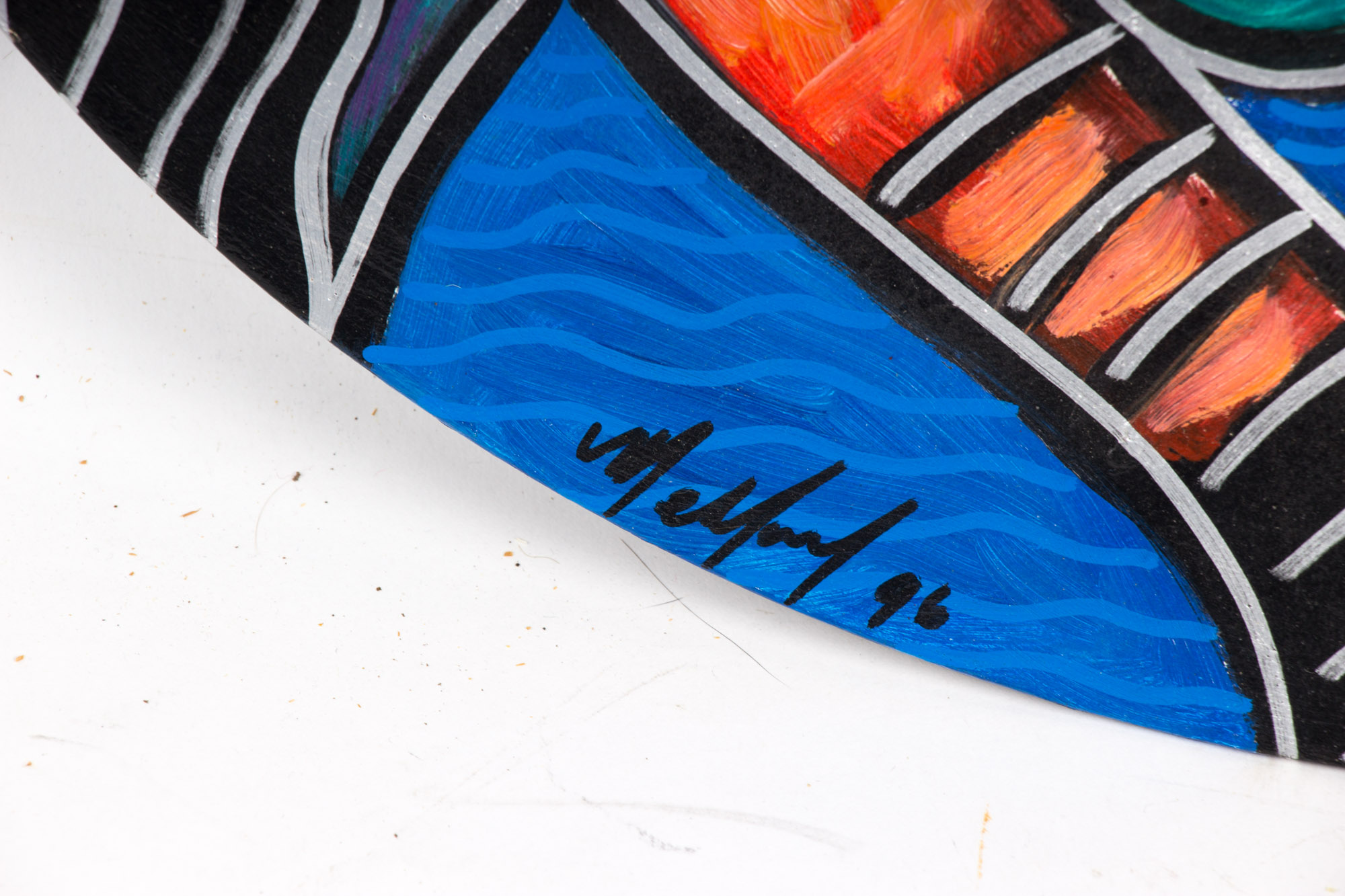 Ceramic Charger with Modern Cubist Design, Signed "Melford"