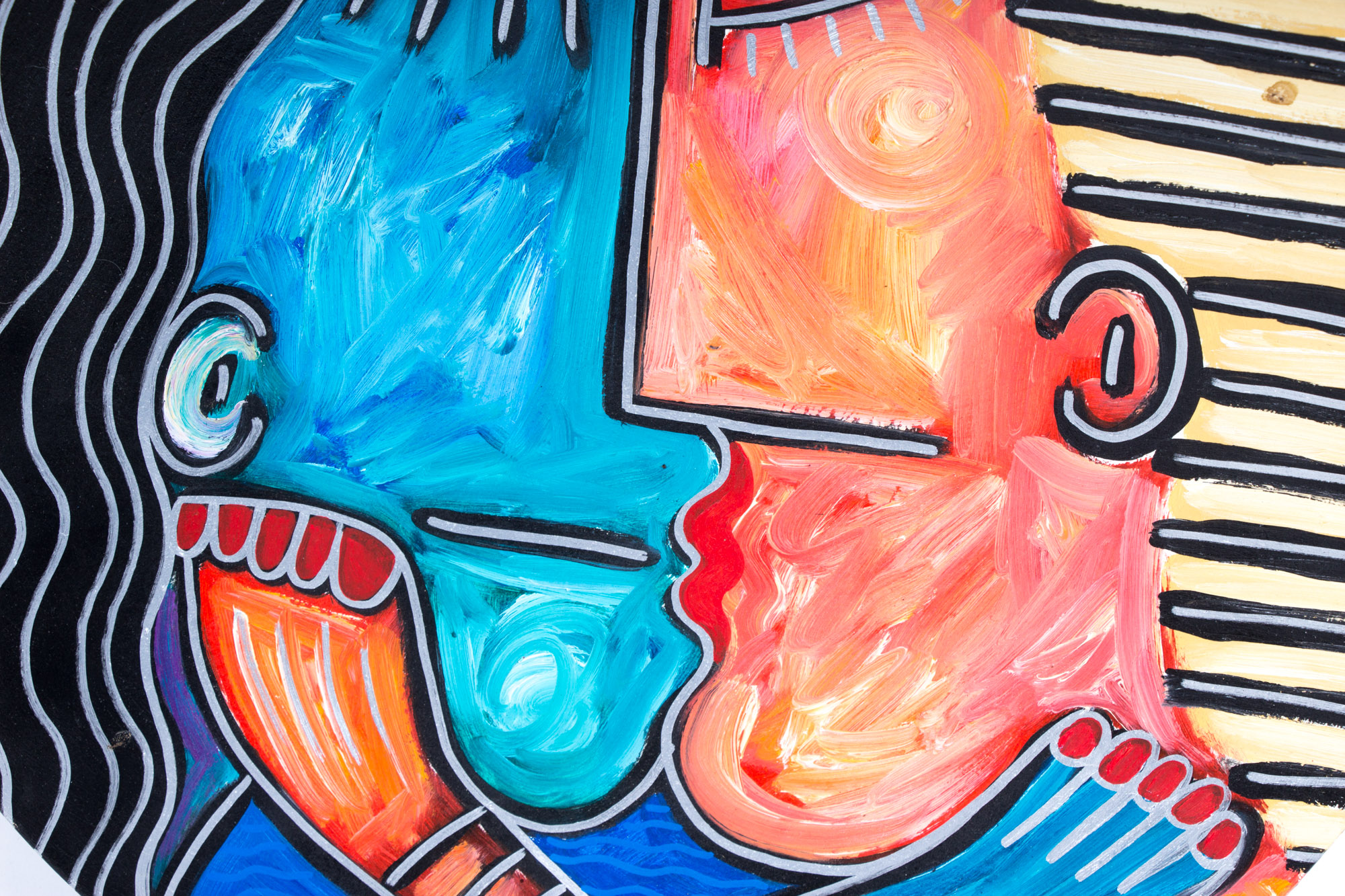 Ceramic Charger with Modern Cubist Design, Signed "Melford"