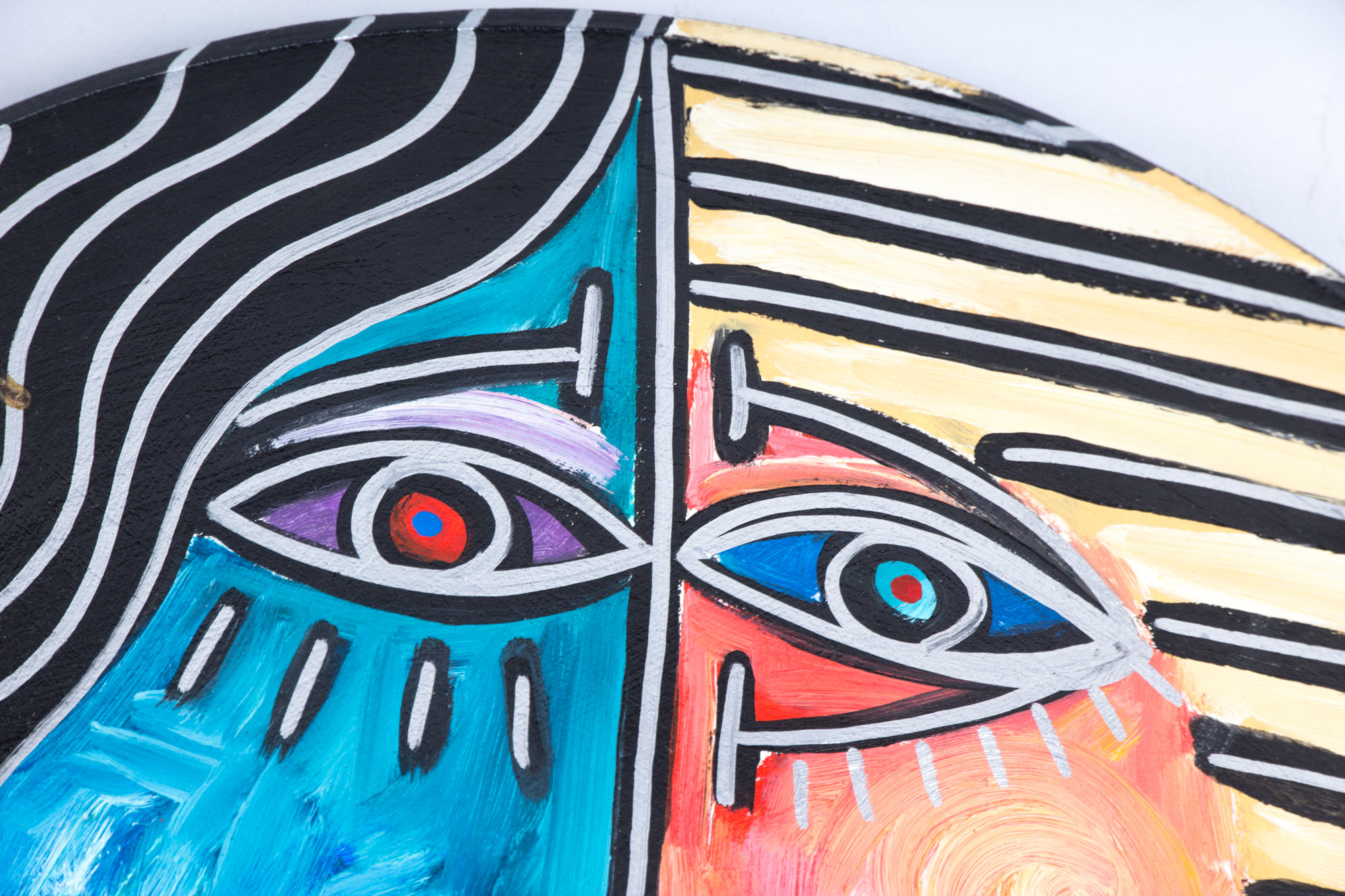 Ceramic Charger with Modern Cubist Design, Signed "Melford"