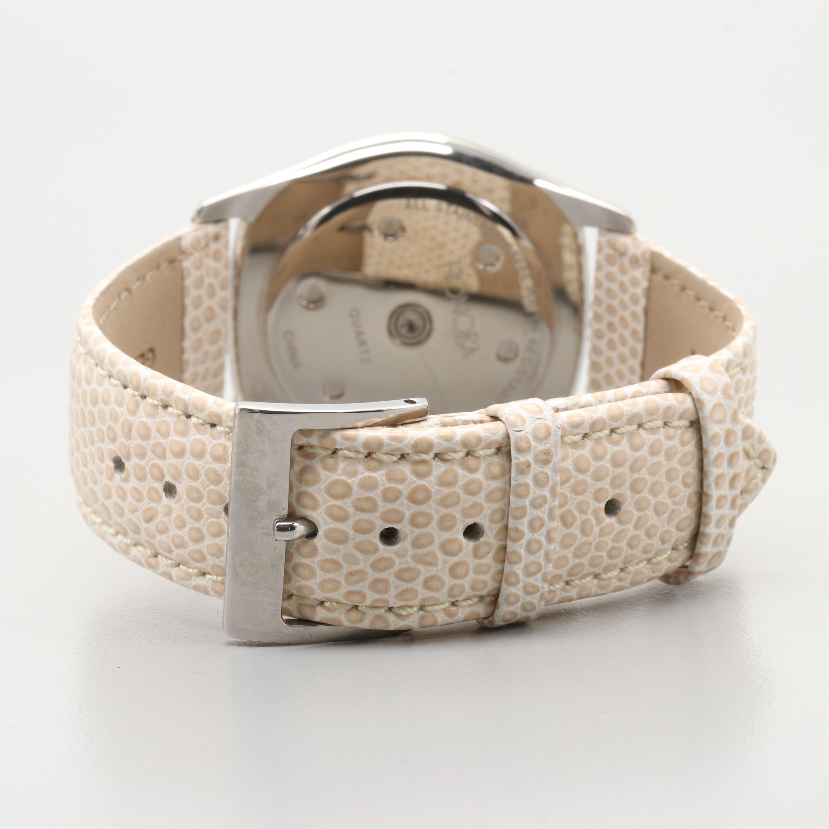 Honora Stainless Steel Watch With Mother of Pearl Dial and Pearl Bezel