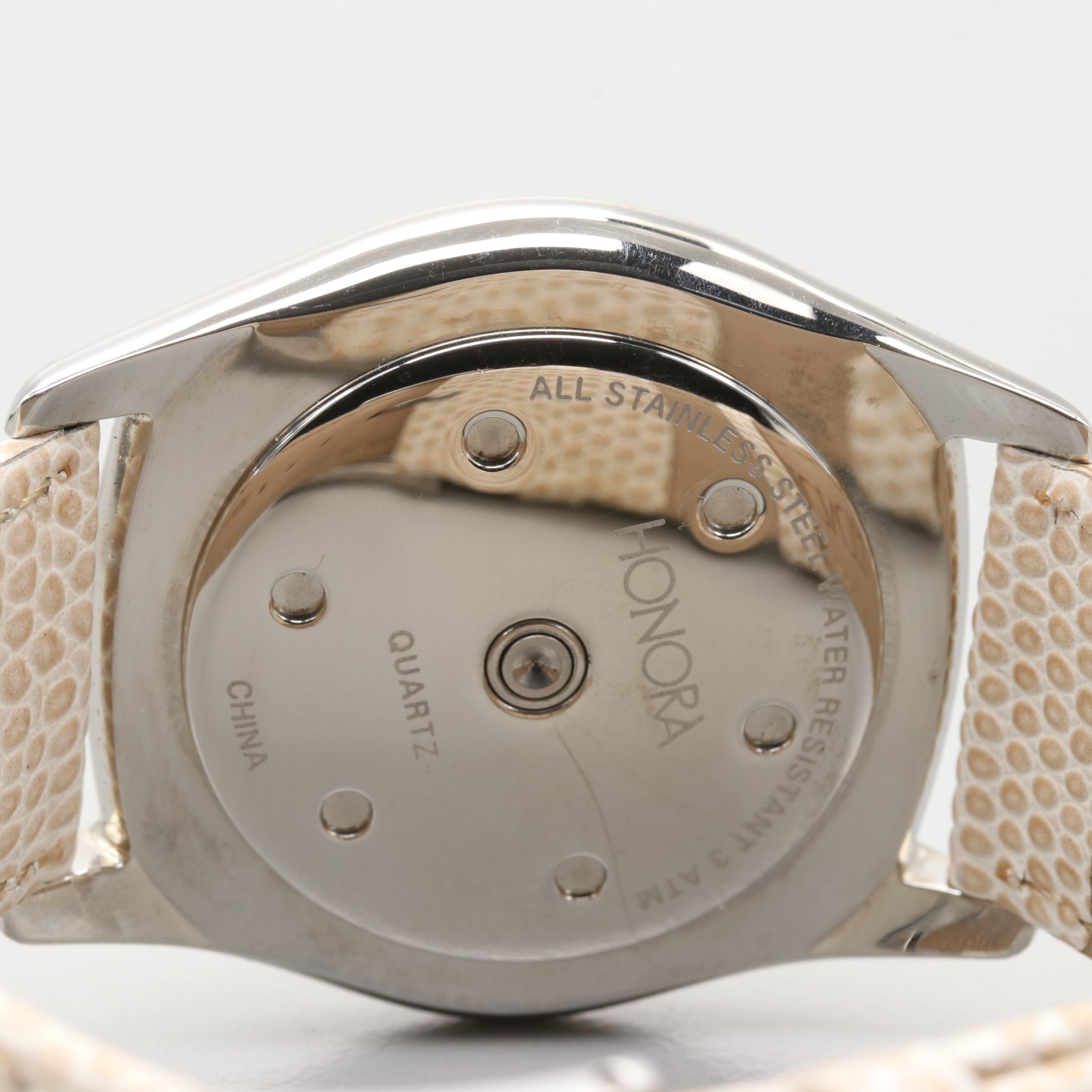 Honora Stainless Steel Watch With Mother of Pearl Dial and Pearl Bezel