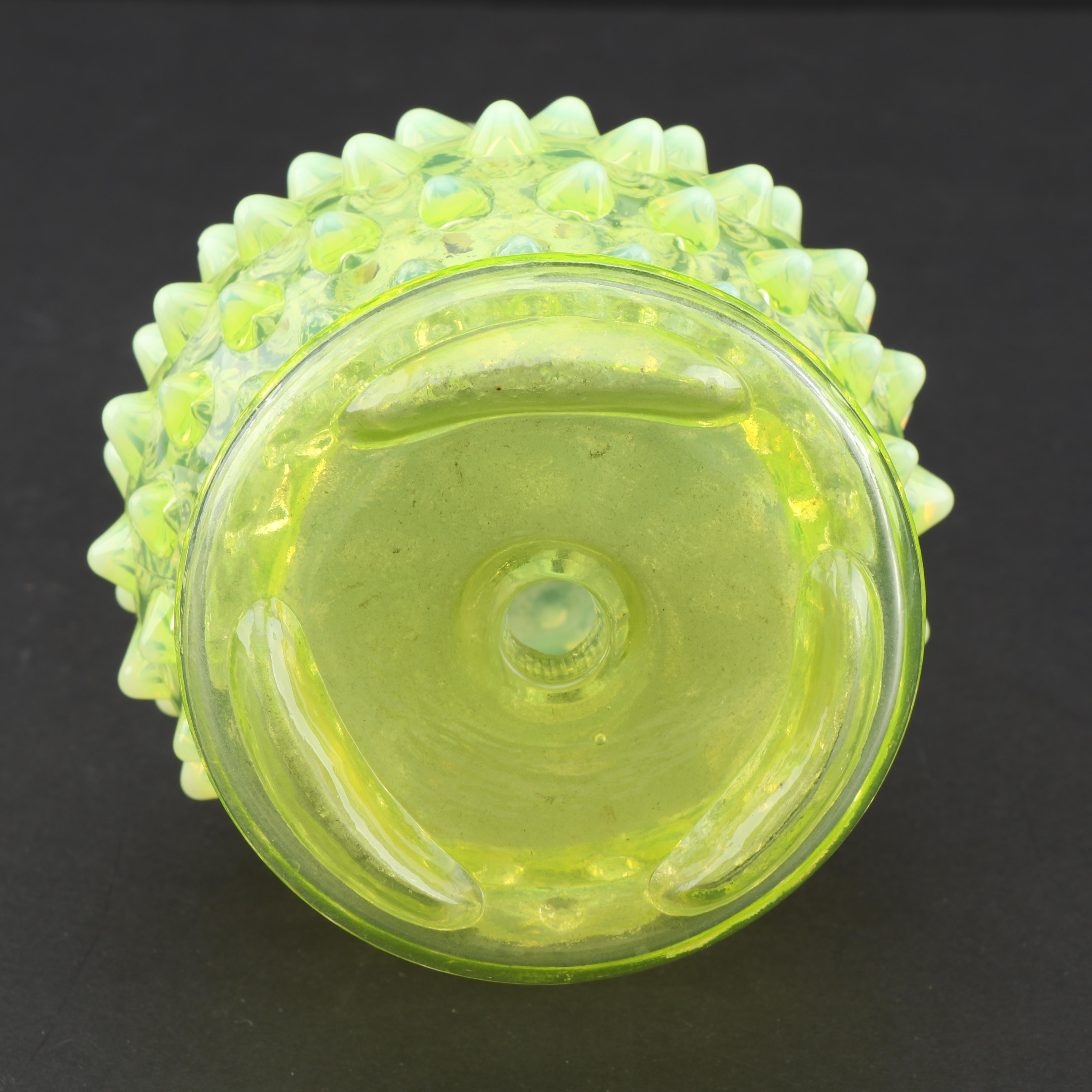 Vaseline Glass Hobnail Bud Vase