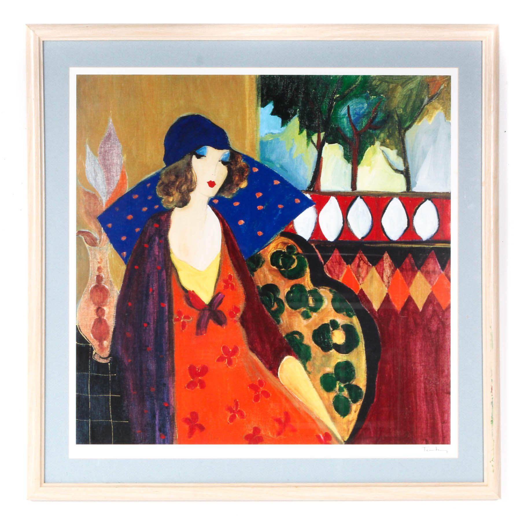 After Itzchak Tarkay "Indigo Chapeau" Offset Lithograph