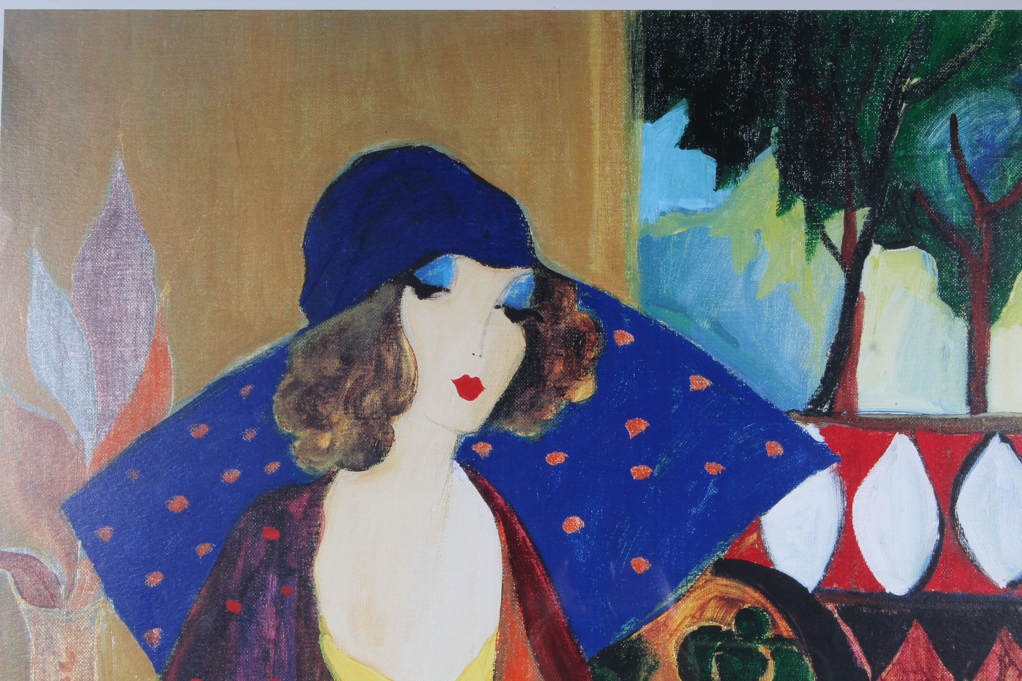 After Itzchak Tarkay "Indigo Chapeau" Offset Lithograph