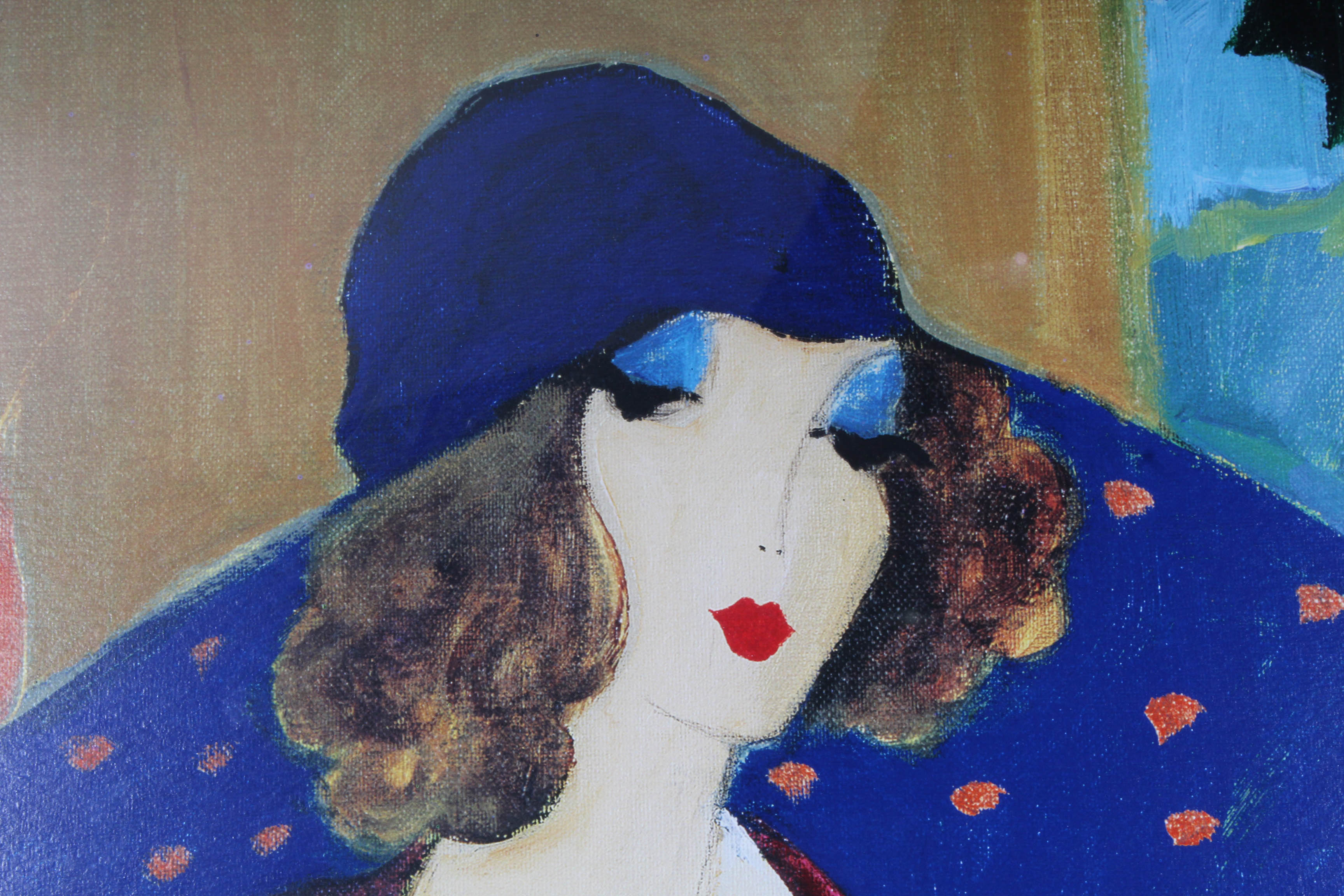 After Itzchak Tarkay "Indigo Chapeau" Offset Lithograph