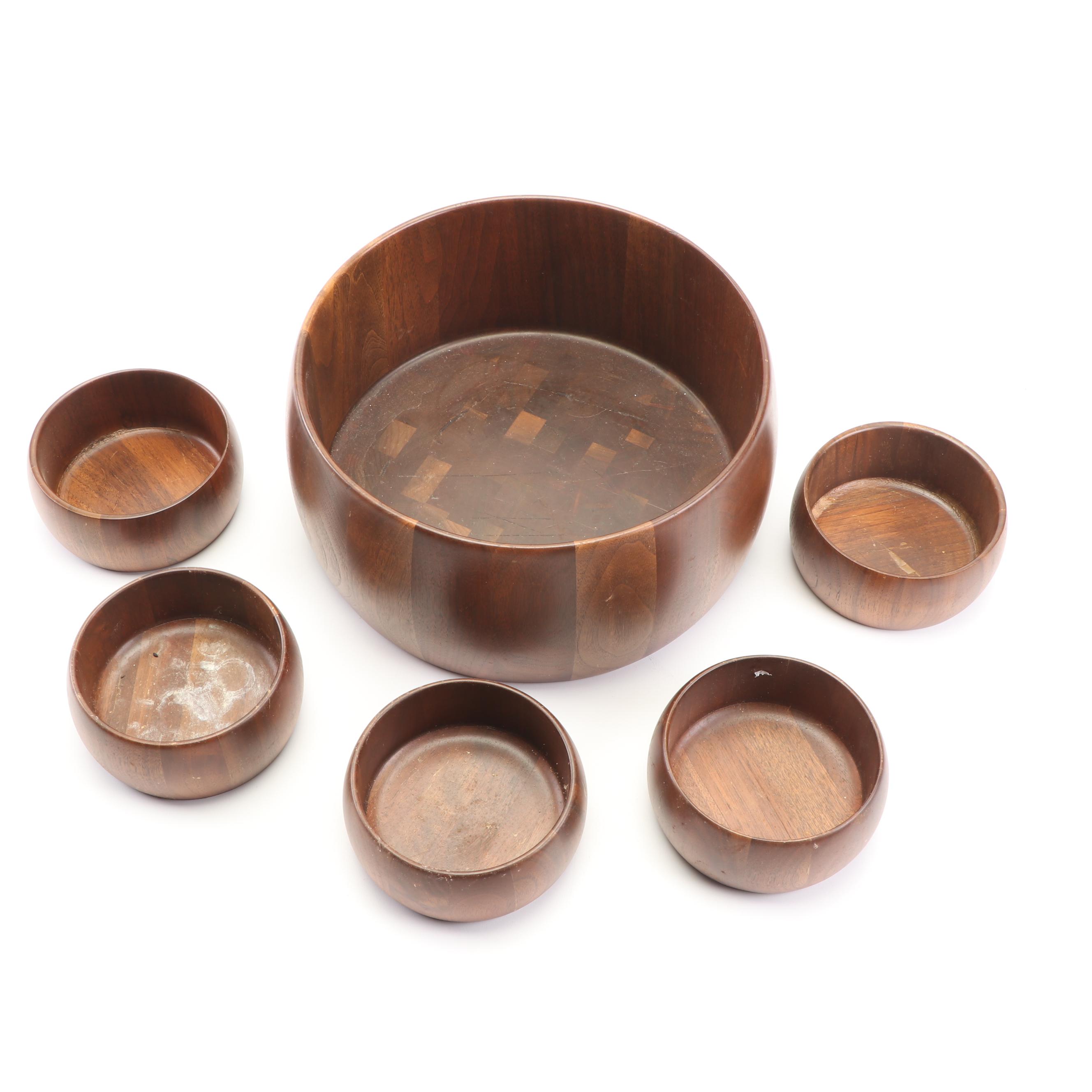 Walnut Salad Bowl Set