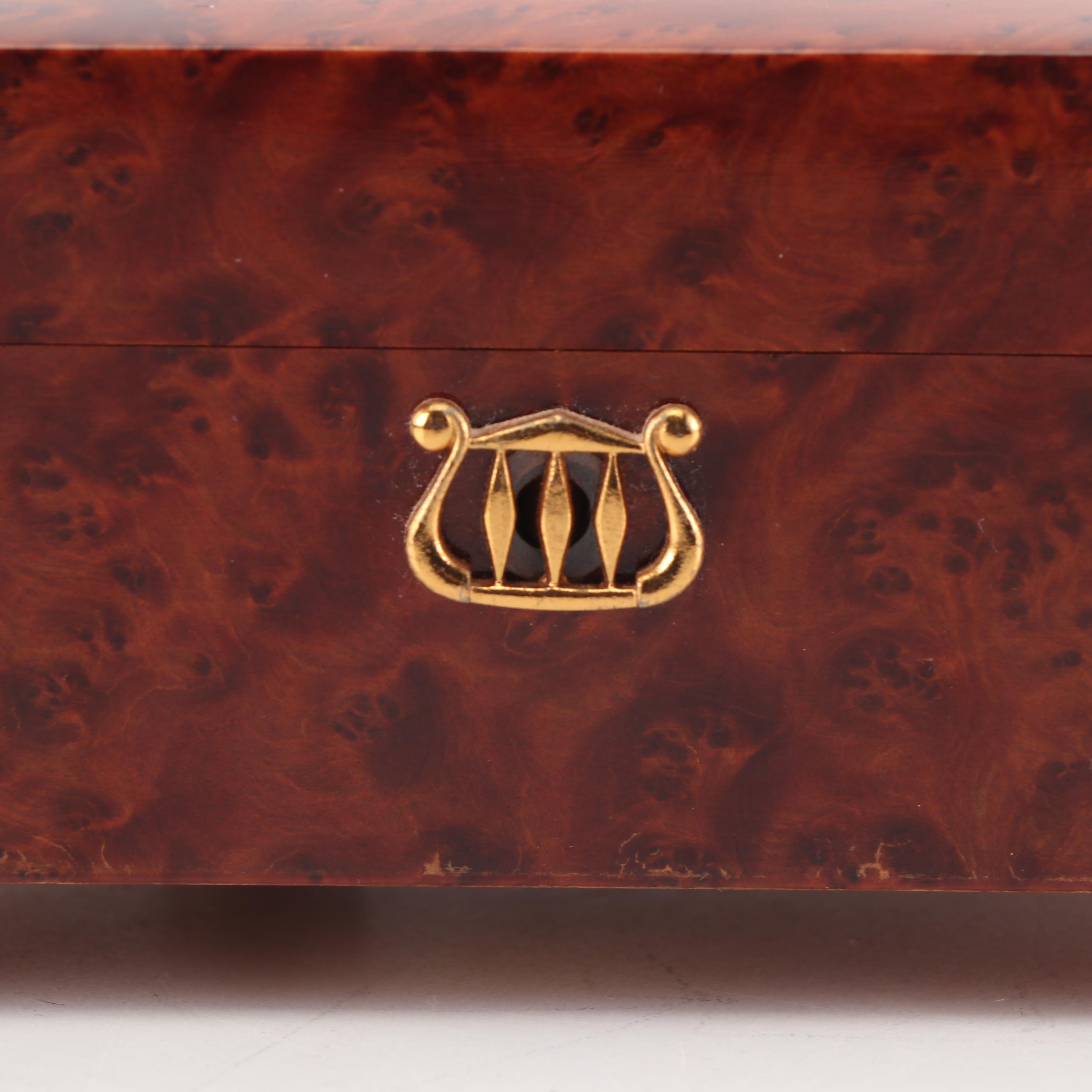 Neiman-Marcus Bird's Eye Maple Veneer Reuge Swiss Music Box