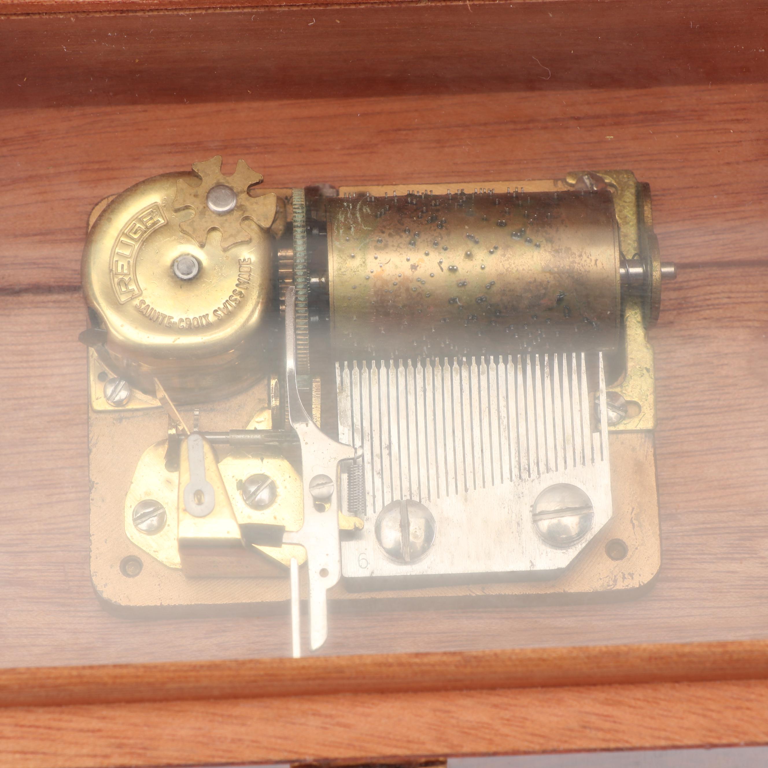 Neiman-Marcus Bird's Eye Maple Veneer Reuge Swiss Music Box