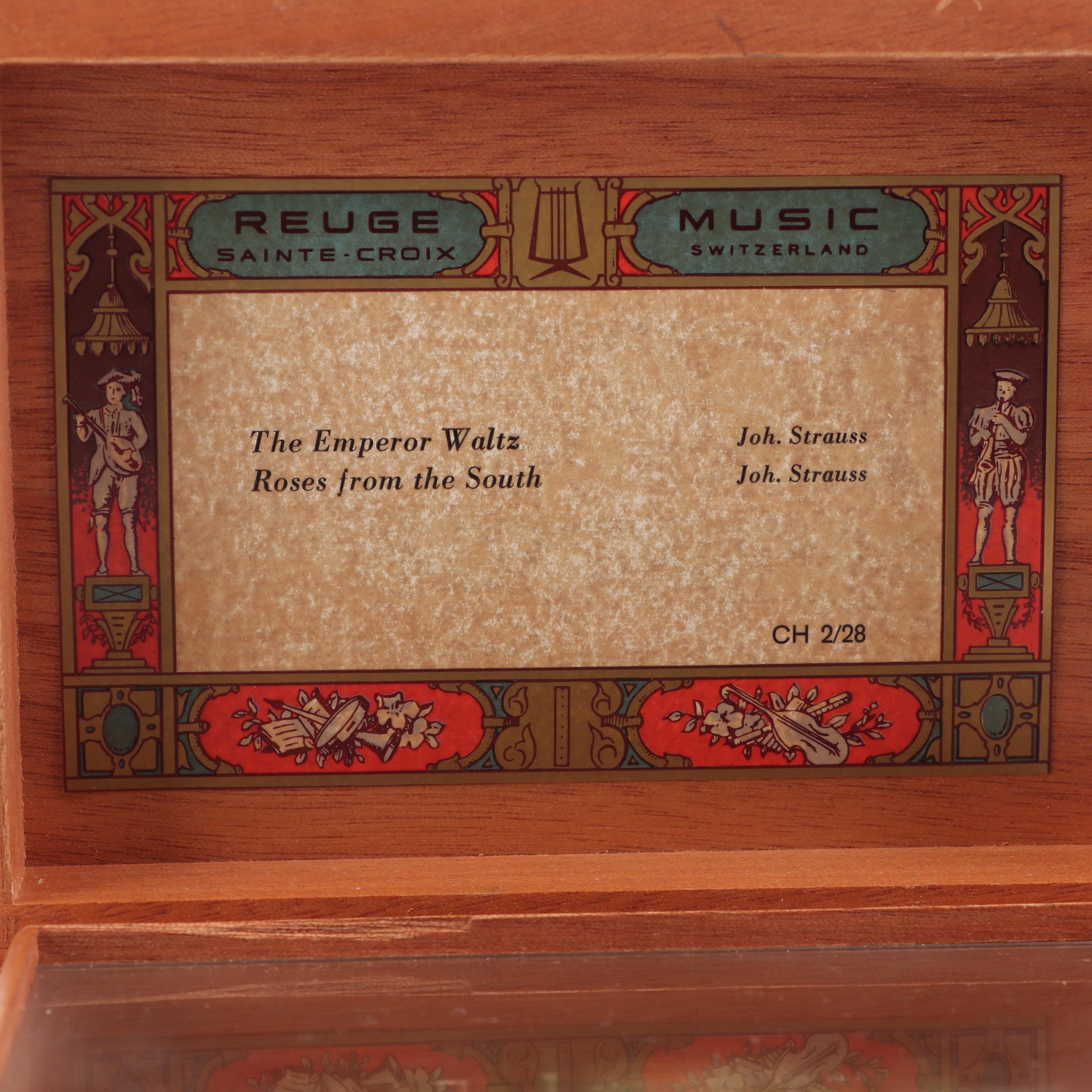Neiman-Marcus Bird's Eye Maple Veneer Reuge Swiss Music Box