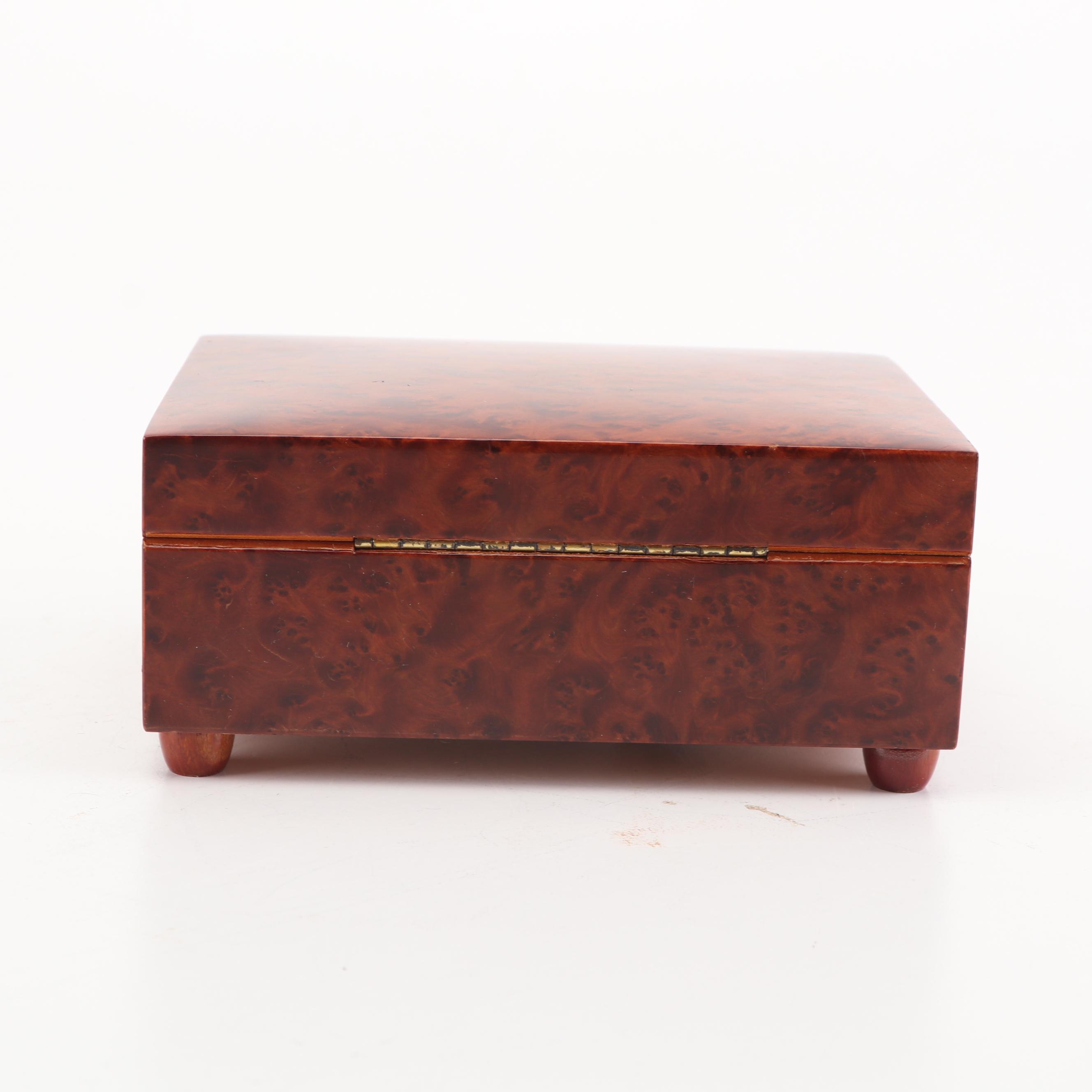 Neiman-Marcus Bird's Eye Maple Veneer Reuge Swiss Music Box