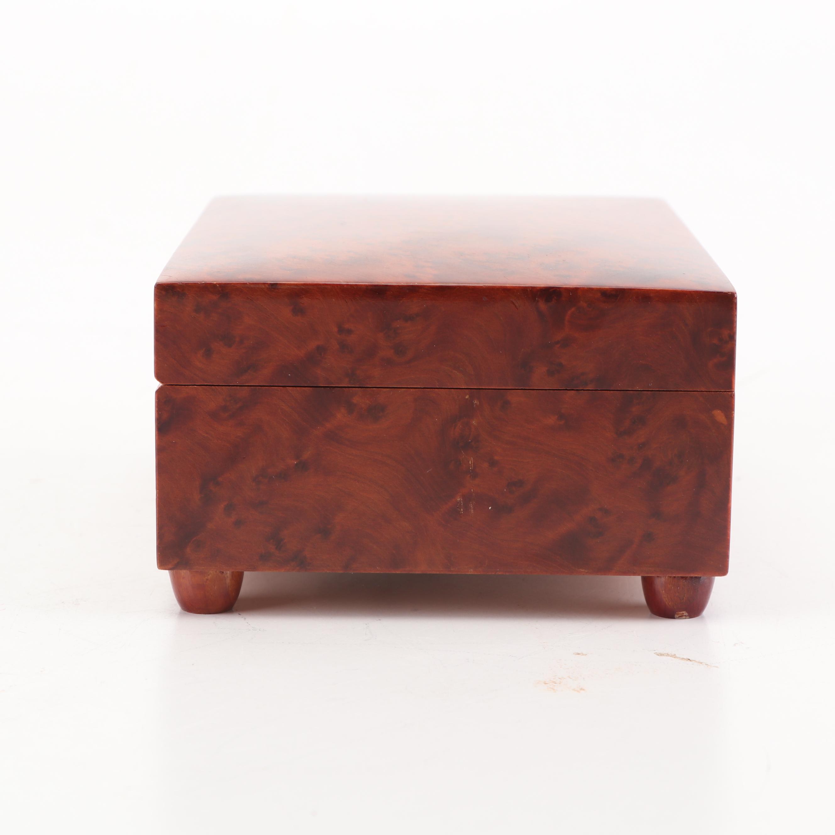 Neiman-Marcus Bird's Eye Maple Veneer Reuge Swiss Music Box