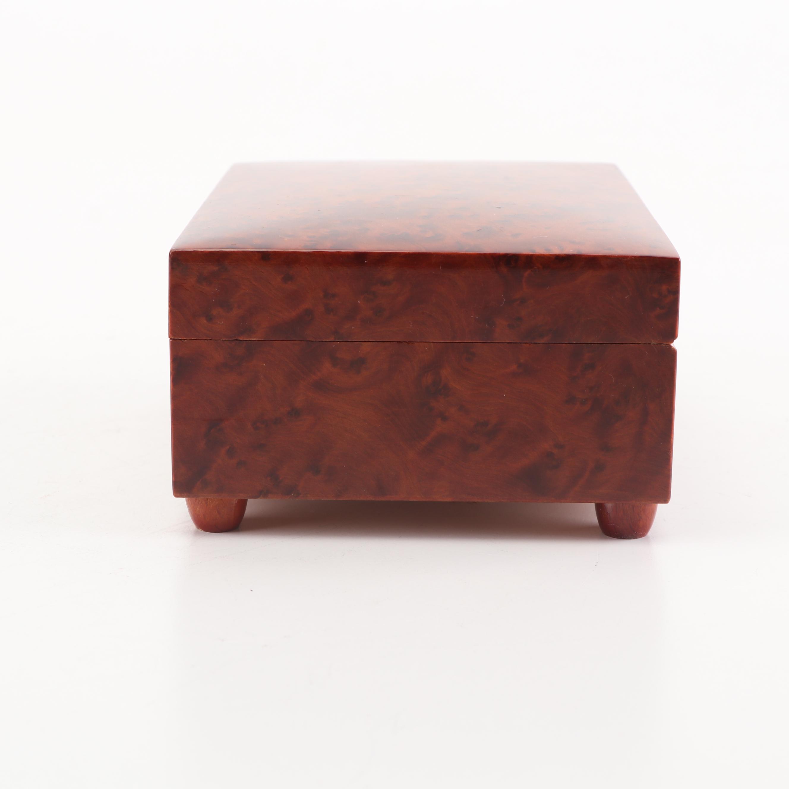 Neiman-Marcus Bird's Eye Maple Veneer Reuge Swiss Music Box