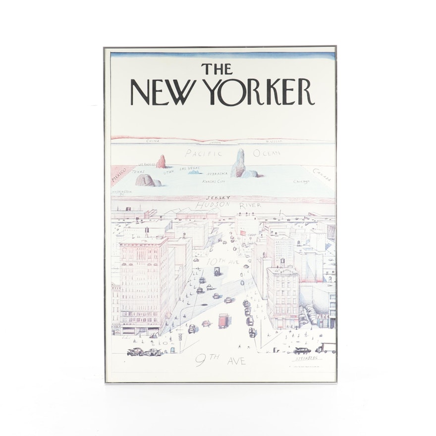 Poster After Steinberg "View of the World from 9th Avenue" for "The New Yorker"