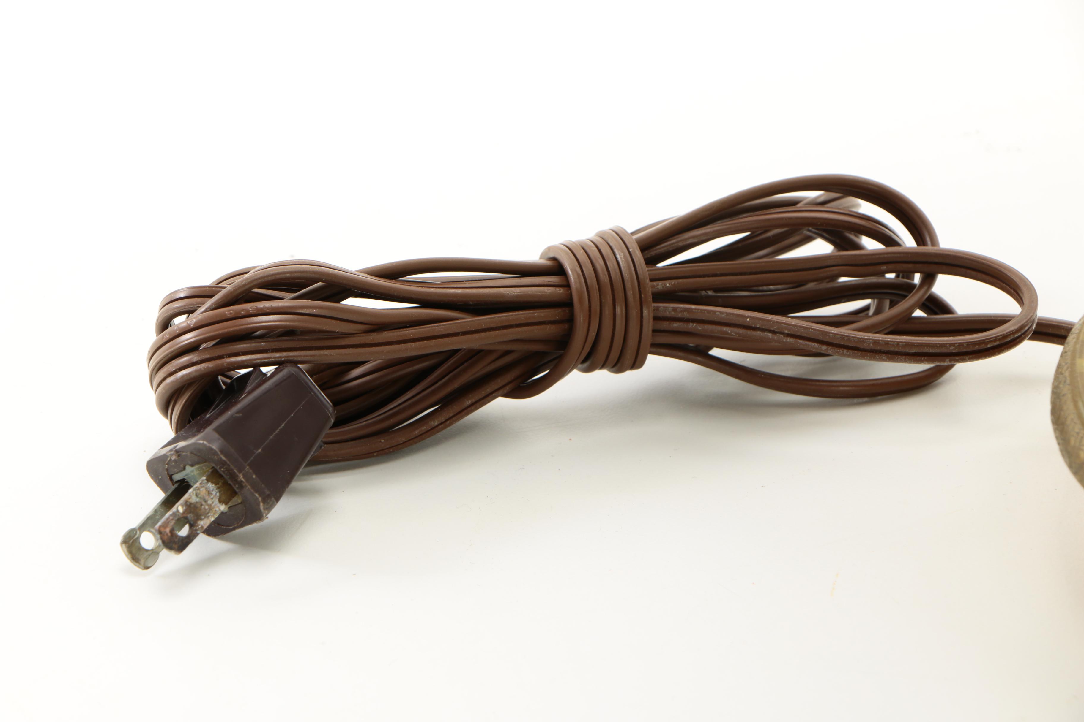 Empire Style Chapman Brass Swan Bouillotte Lamps with Tole Lamp Shades, 1972