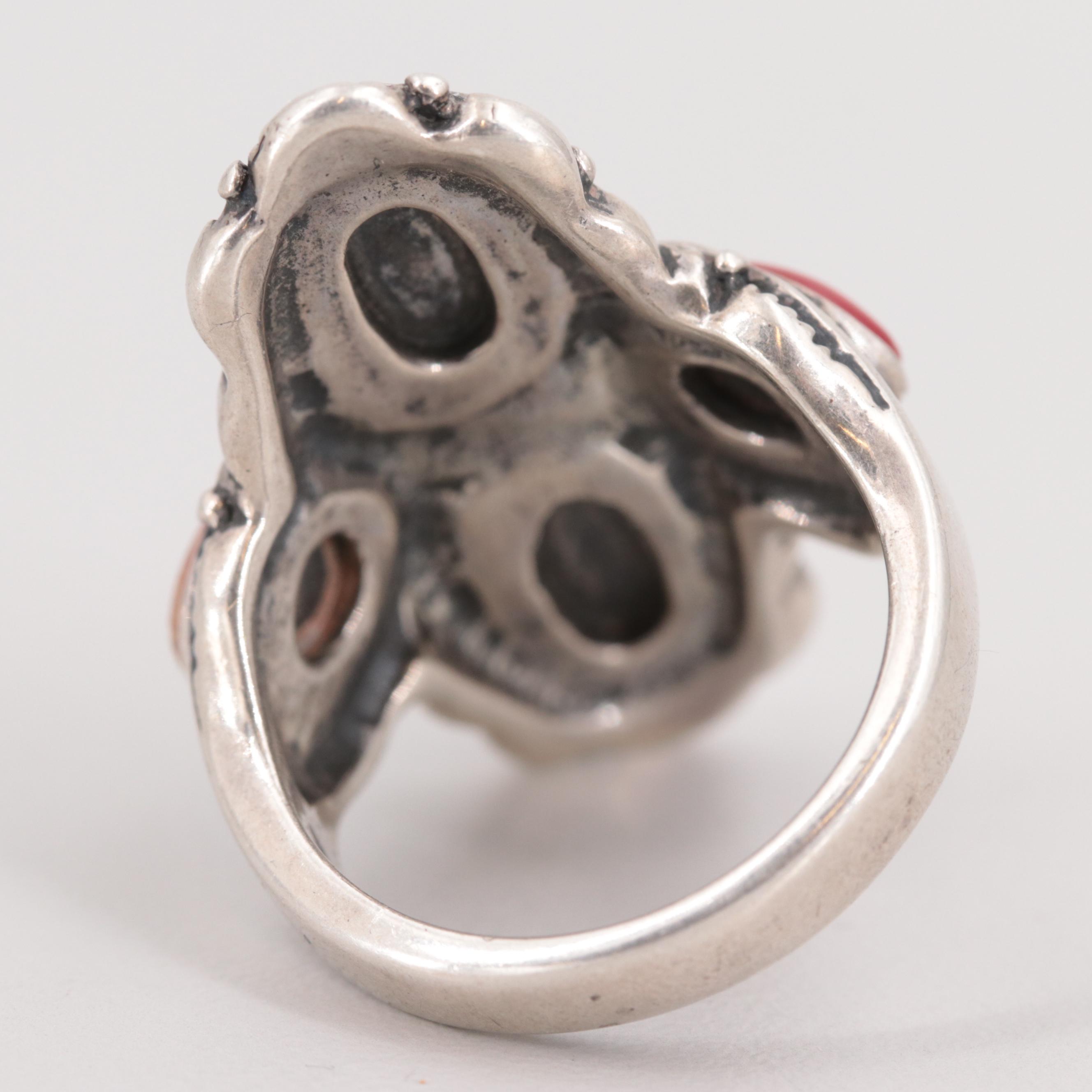 Relios by Carolyn Pollack Sterling Silver Turquoise and Coral Ring