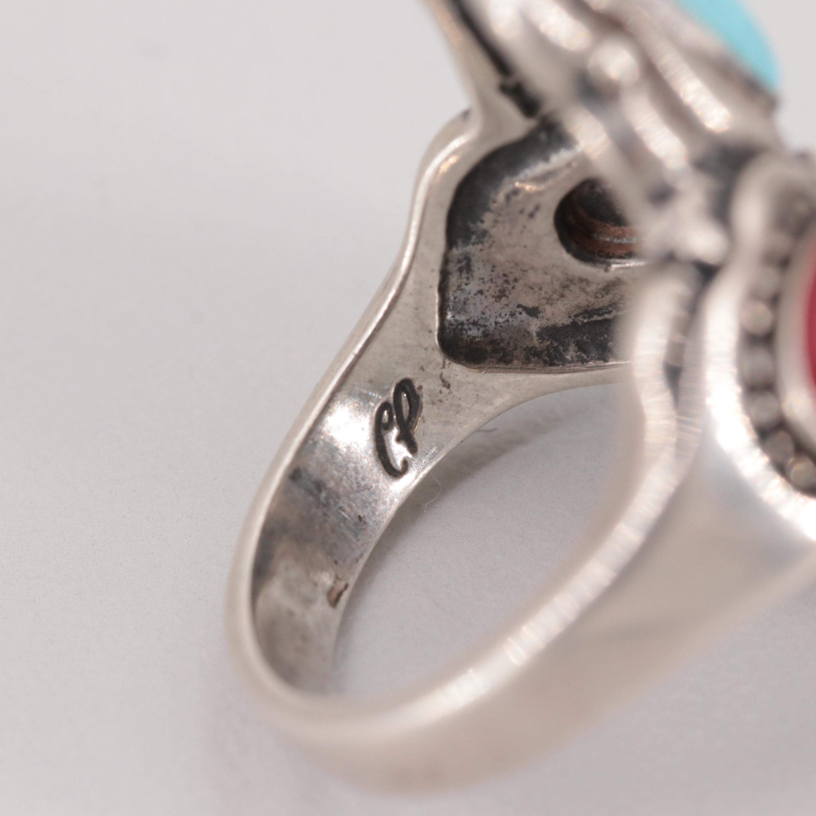 Relios by Carolyn Pollack Sterling Silver Turquoise and Coral Ring