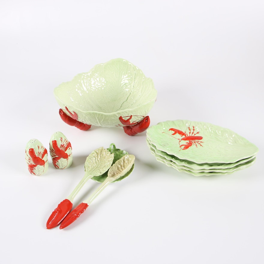 Royal Bayreuth and Carlton Ware Lobster and Cabbage Themed Serveware