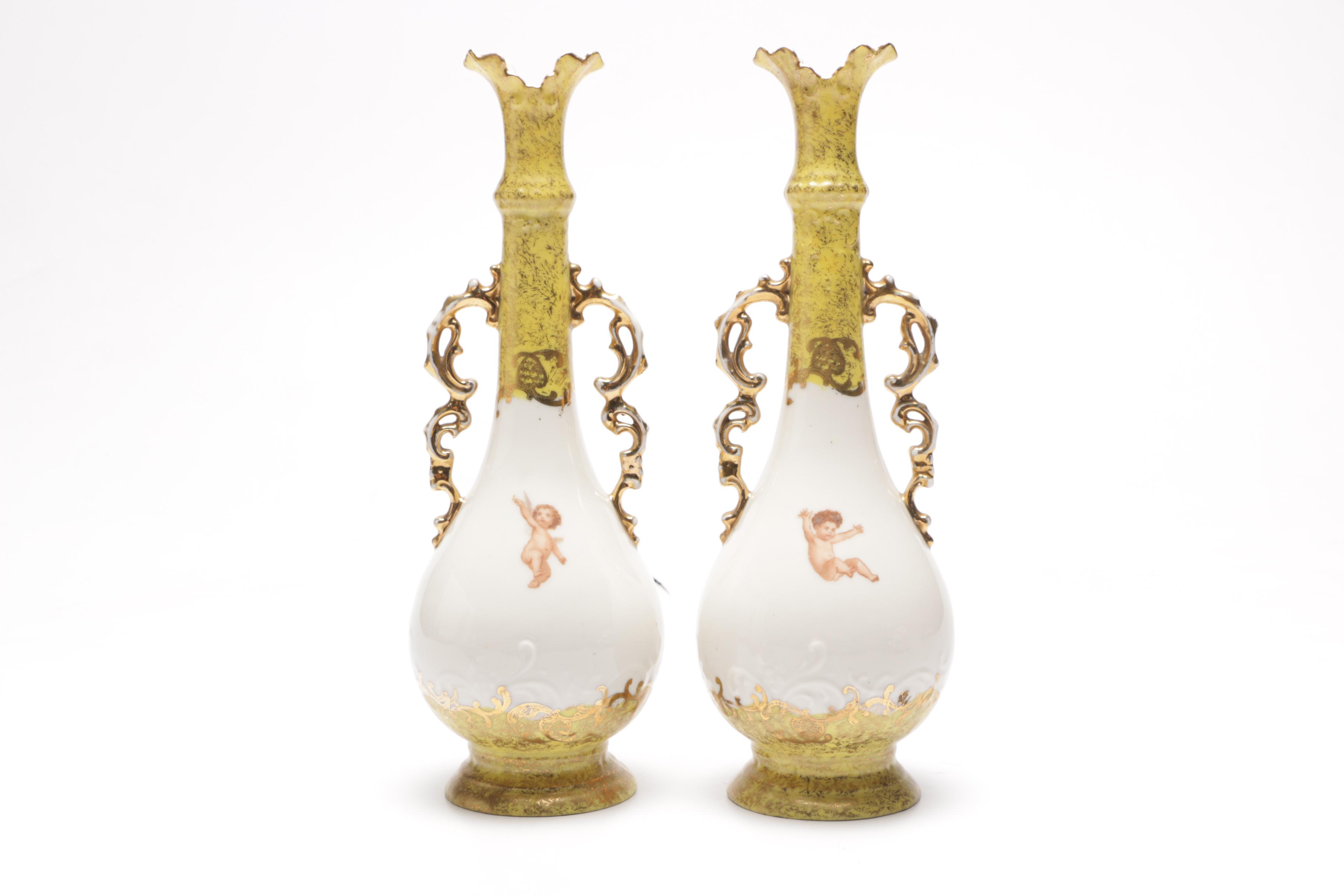 Antique Victoria Carlsbad Austria Vases