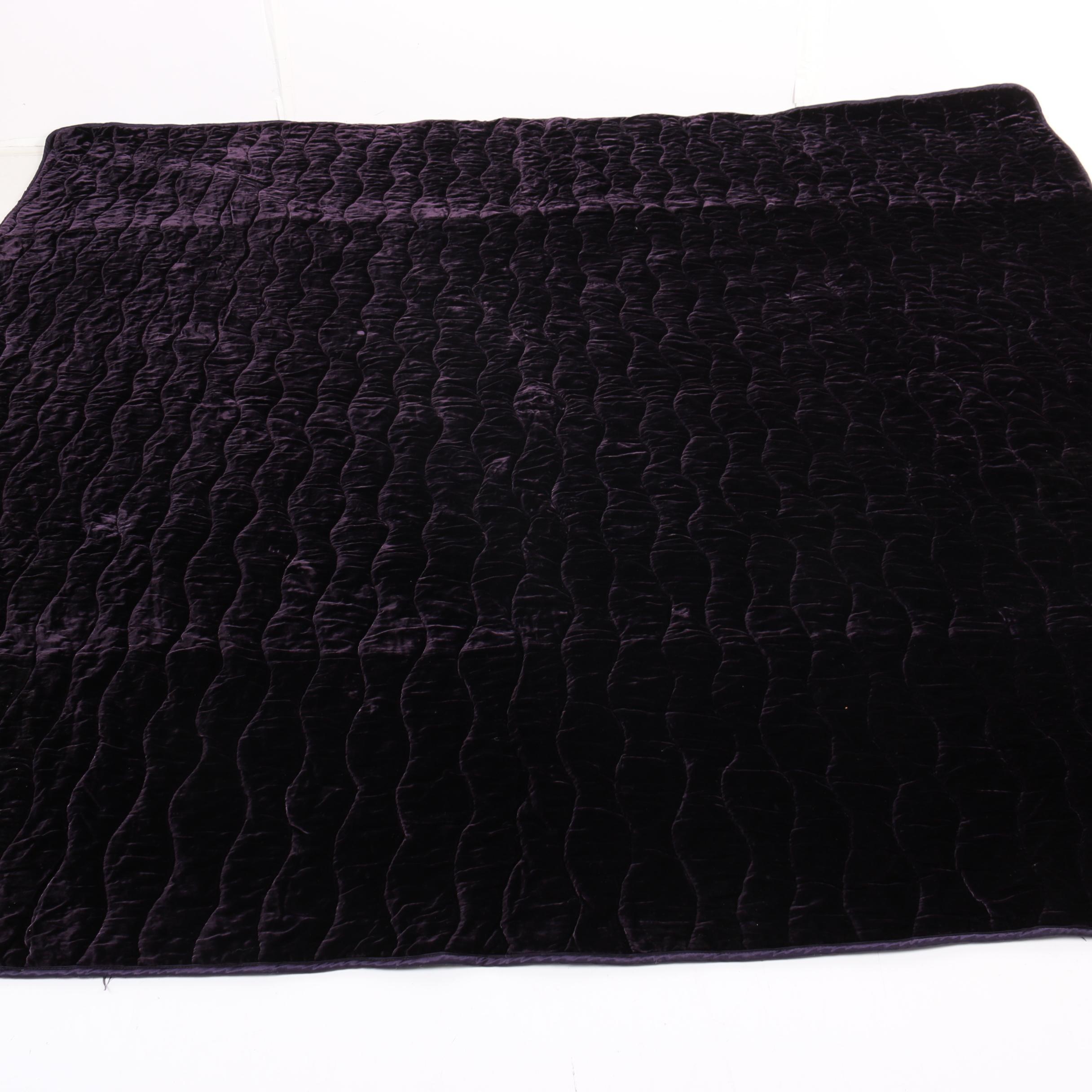 Contemporary Nicole Miller Aubergine Coverlet and Pillow Shams