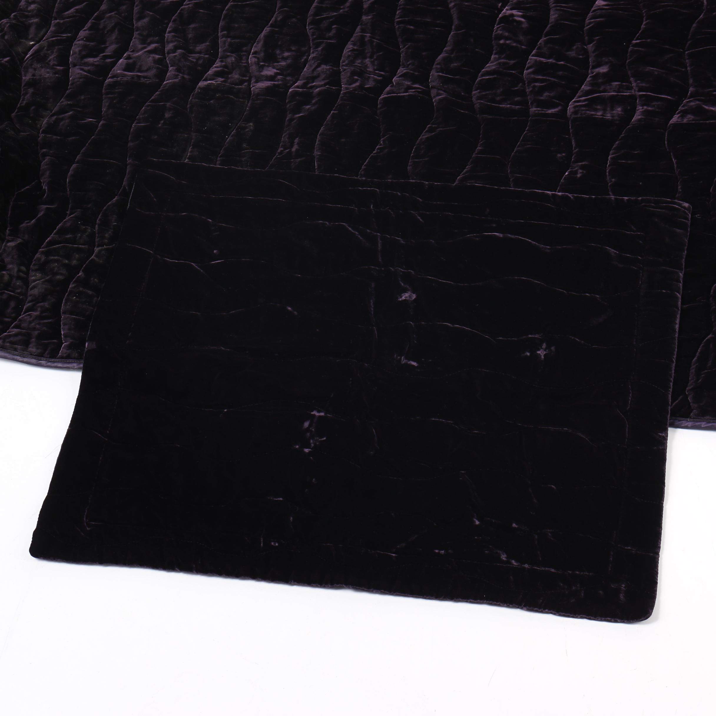 Contemporary Nicole Miller Aubergine Coverlet and Pillow Shams