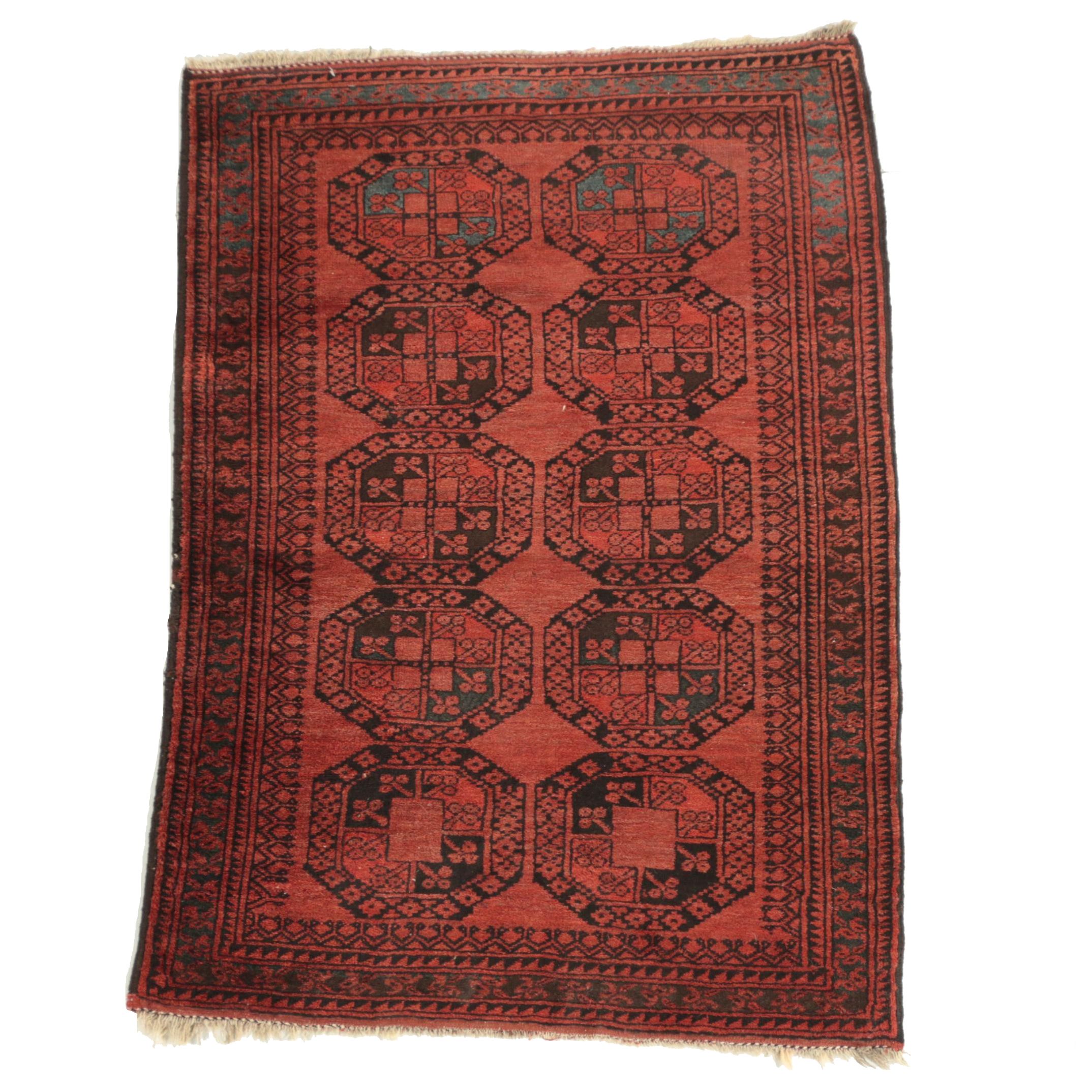Hand-Knotted Afghan Ersari Wool Area Rug
