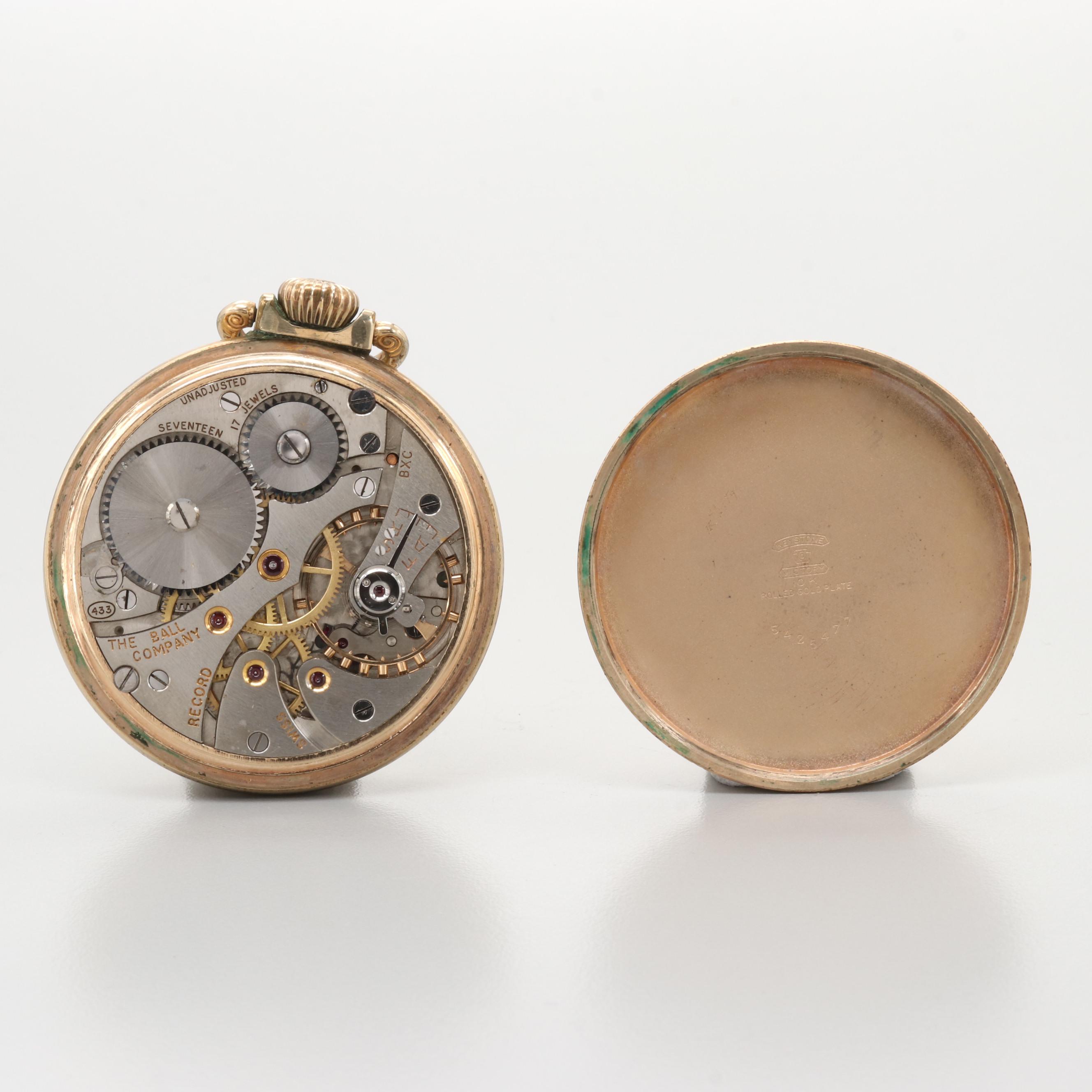 Garland Open Face 10K Rolled Gold Plate Pocket Watch