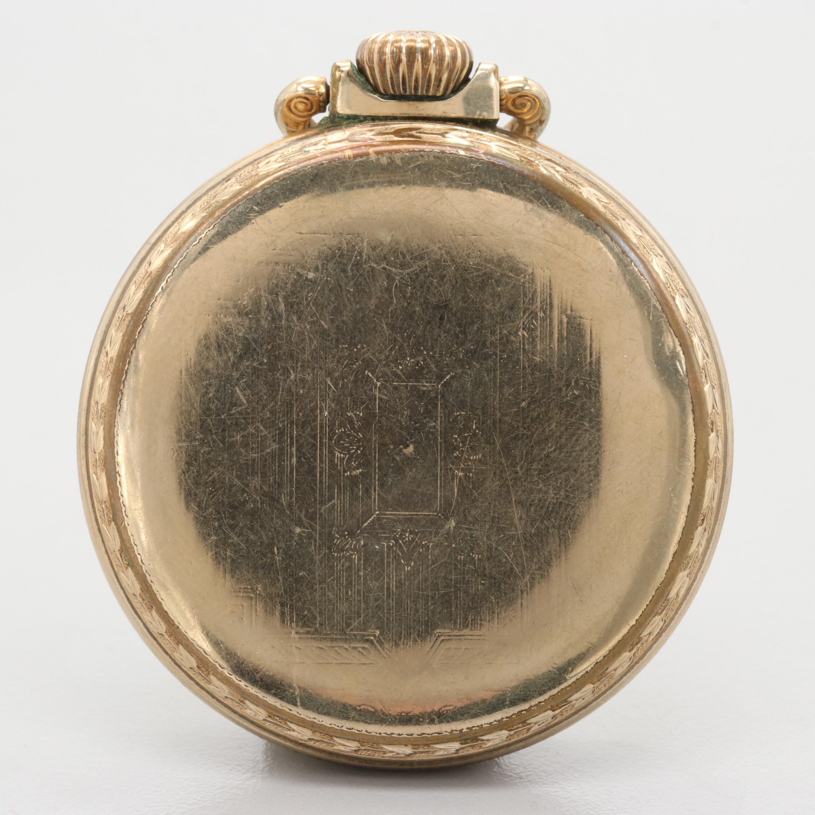 Garland Open Face 10K Rolled Gold Plate Pocket Watch