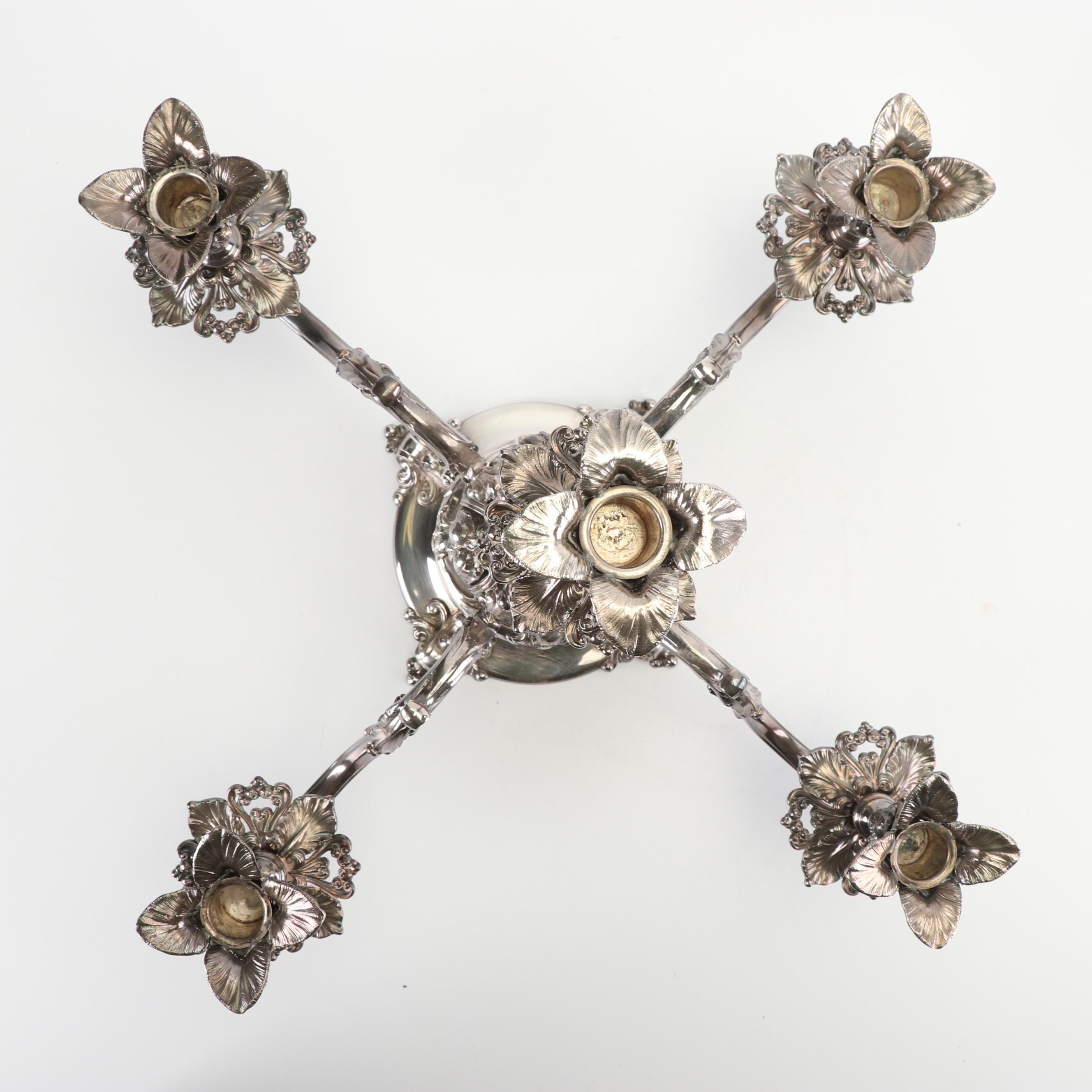 Reed & Barton Victorian Silver Plate Epergne with Glass Inserts