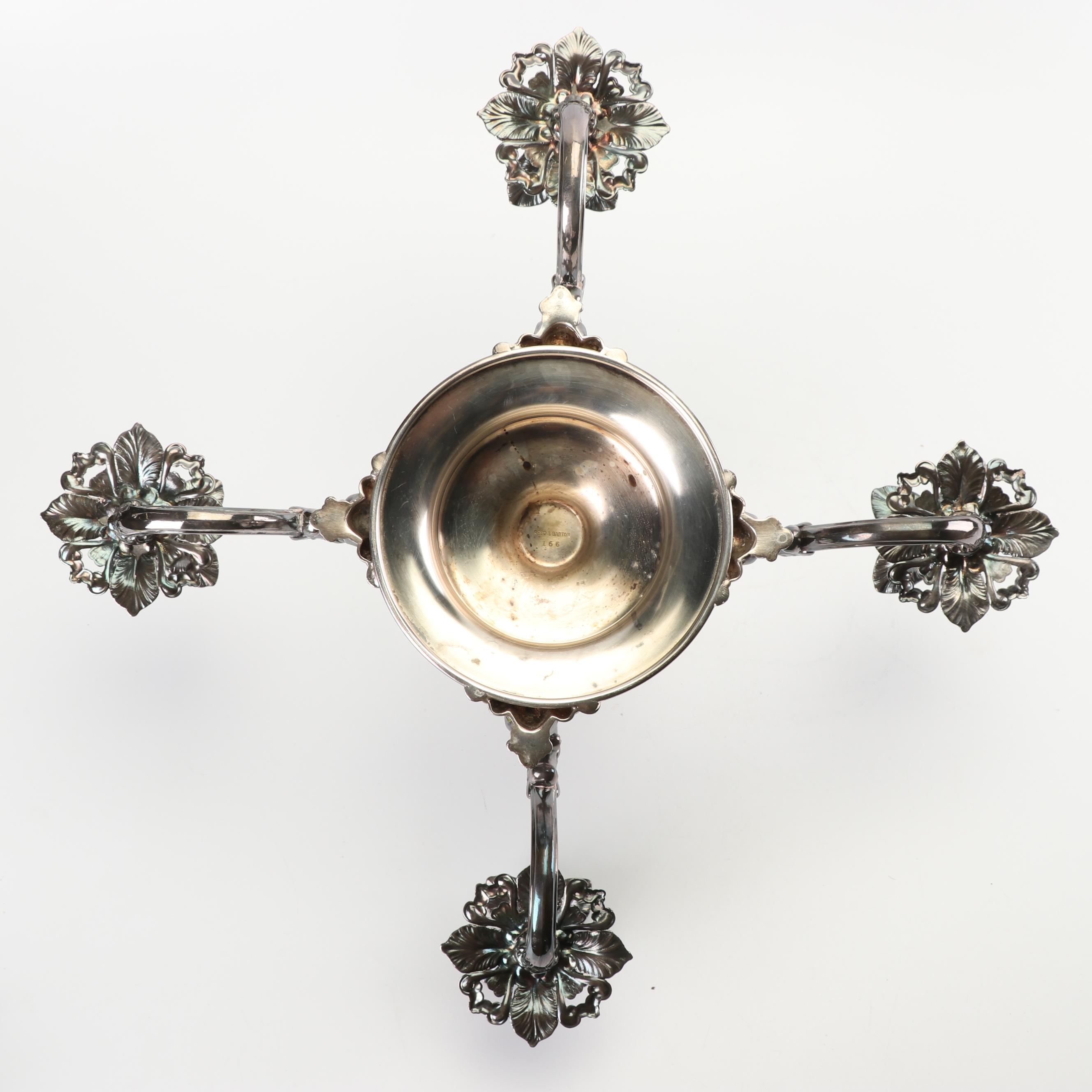 Reed & Barton Victorian Silver Plate Epergne with Glass Inserts