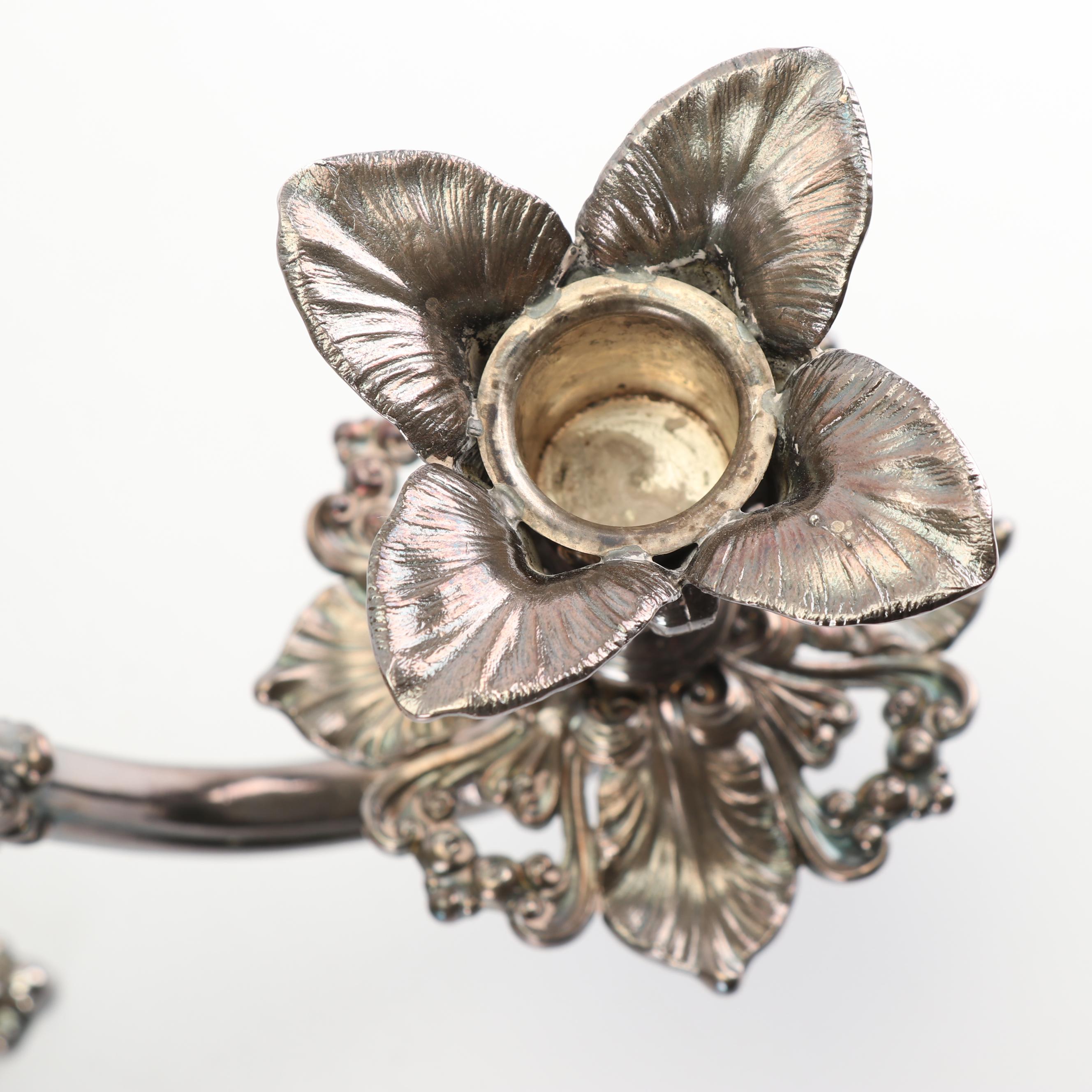 Reed & Barton Victorian Silver Plate Epergne with Glass Inserts