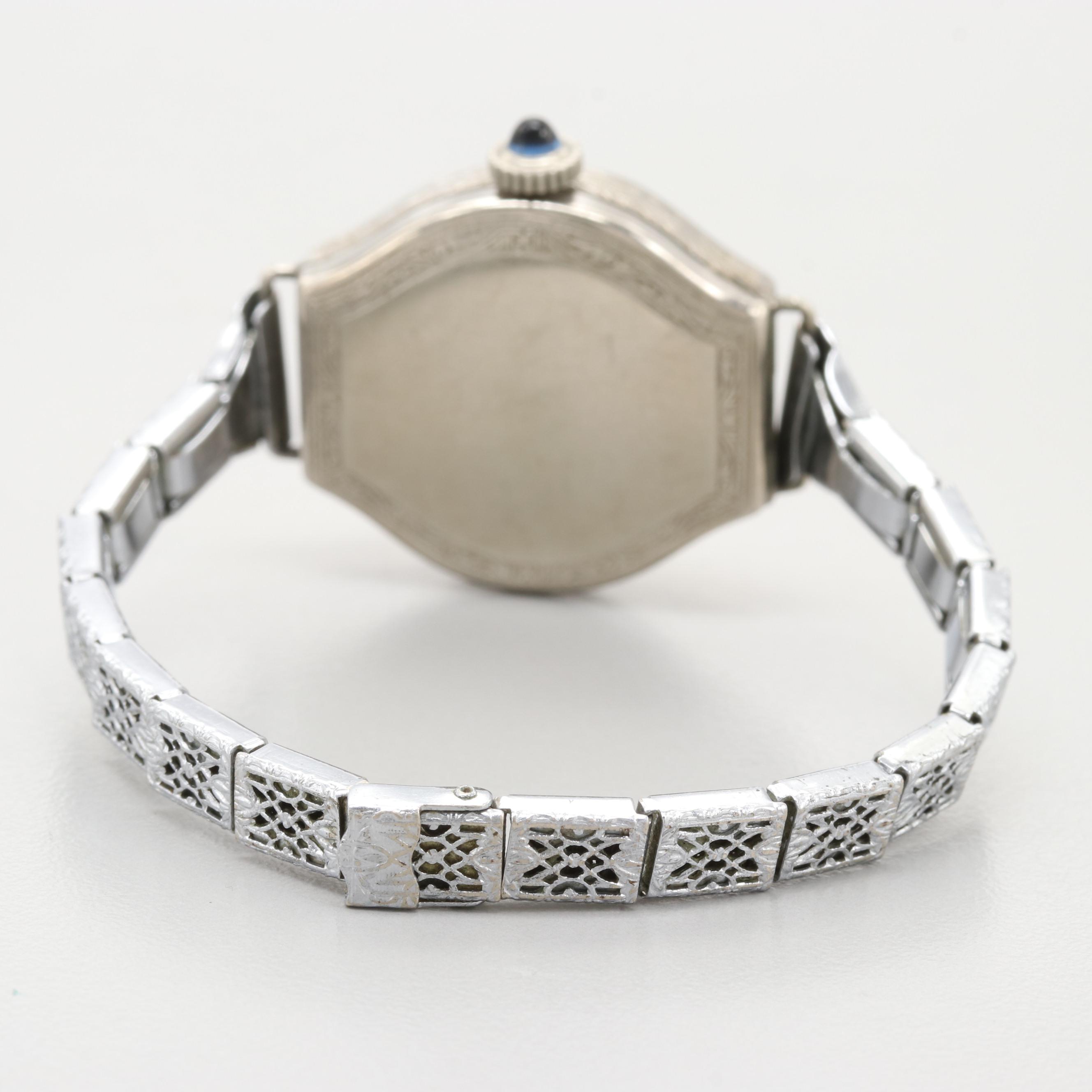 Vintage Stem Wind Bedford 14K White Rolled Gold Plated Watch