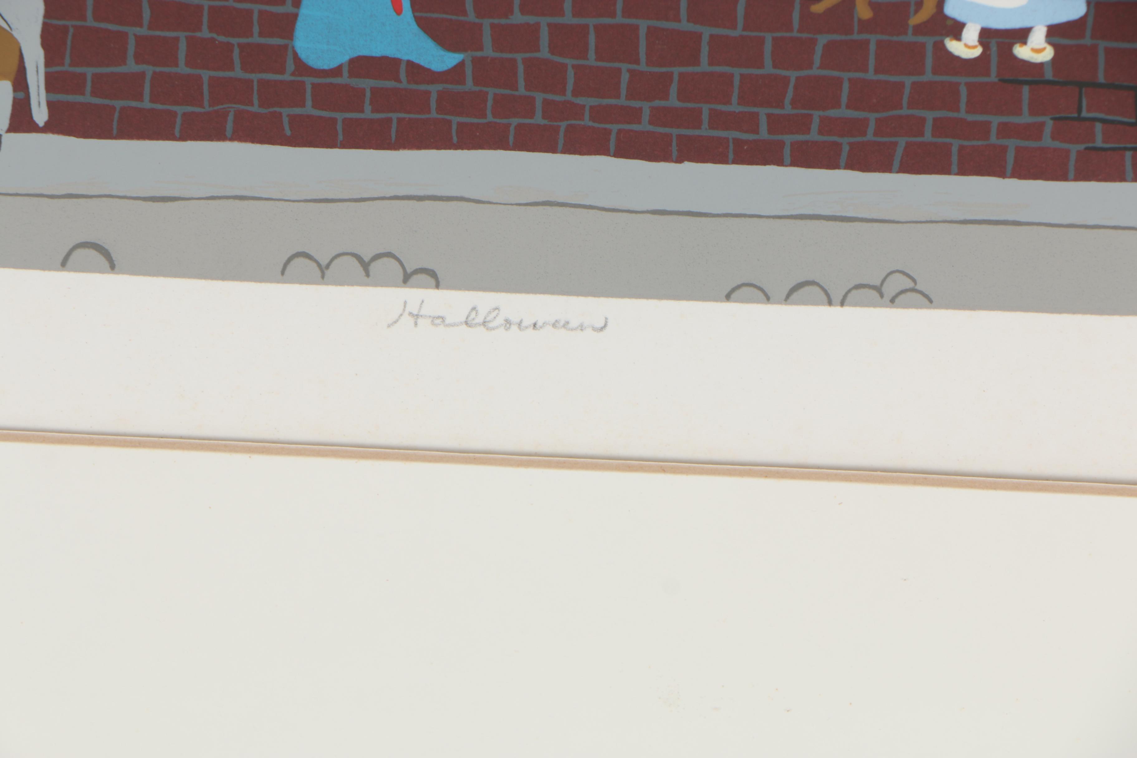 Jane Currie Clark Serigraph "Halloween"