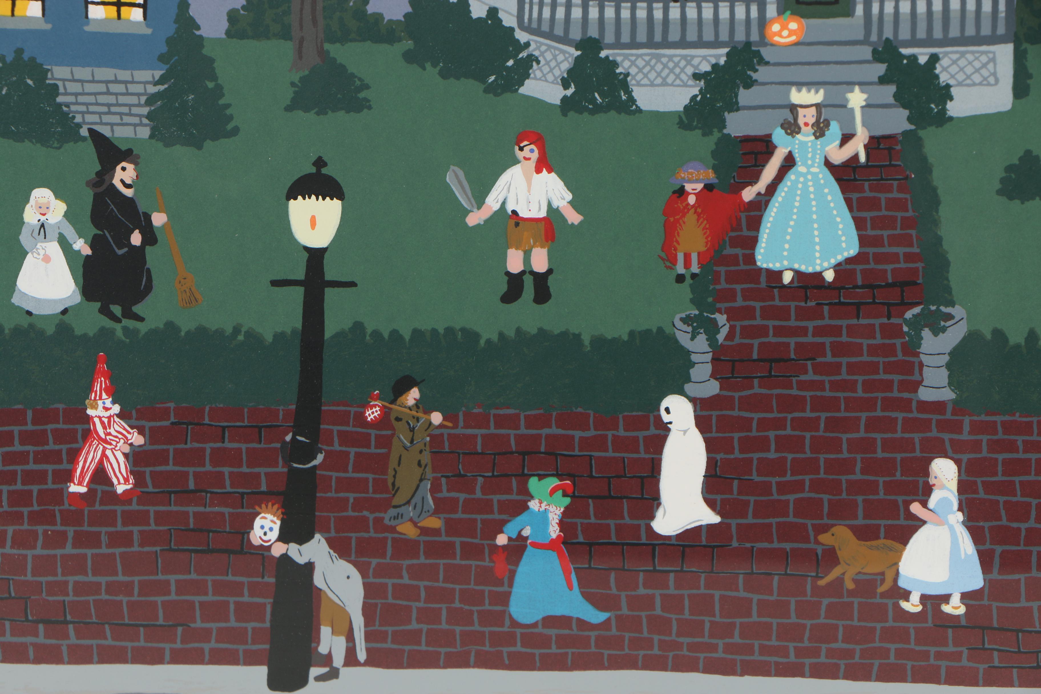 Jane Currie Clark Serigraph "Halloween"