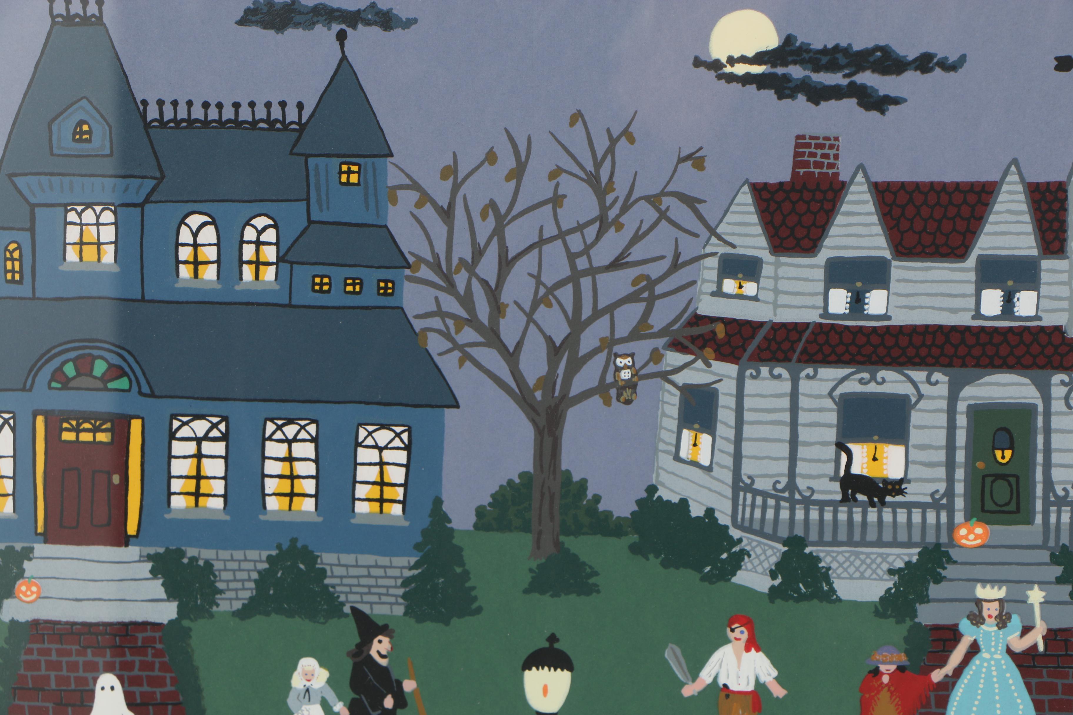 Jane Currie Clark Serigraph "Halloween"