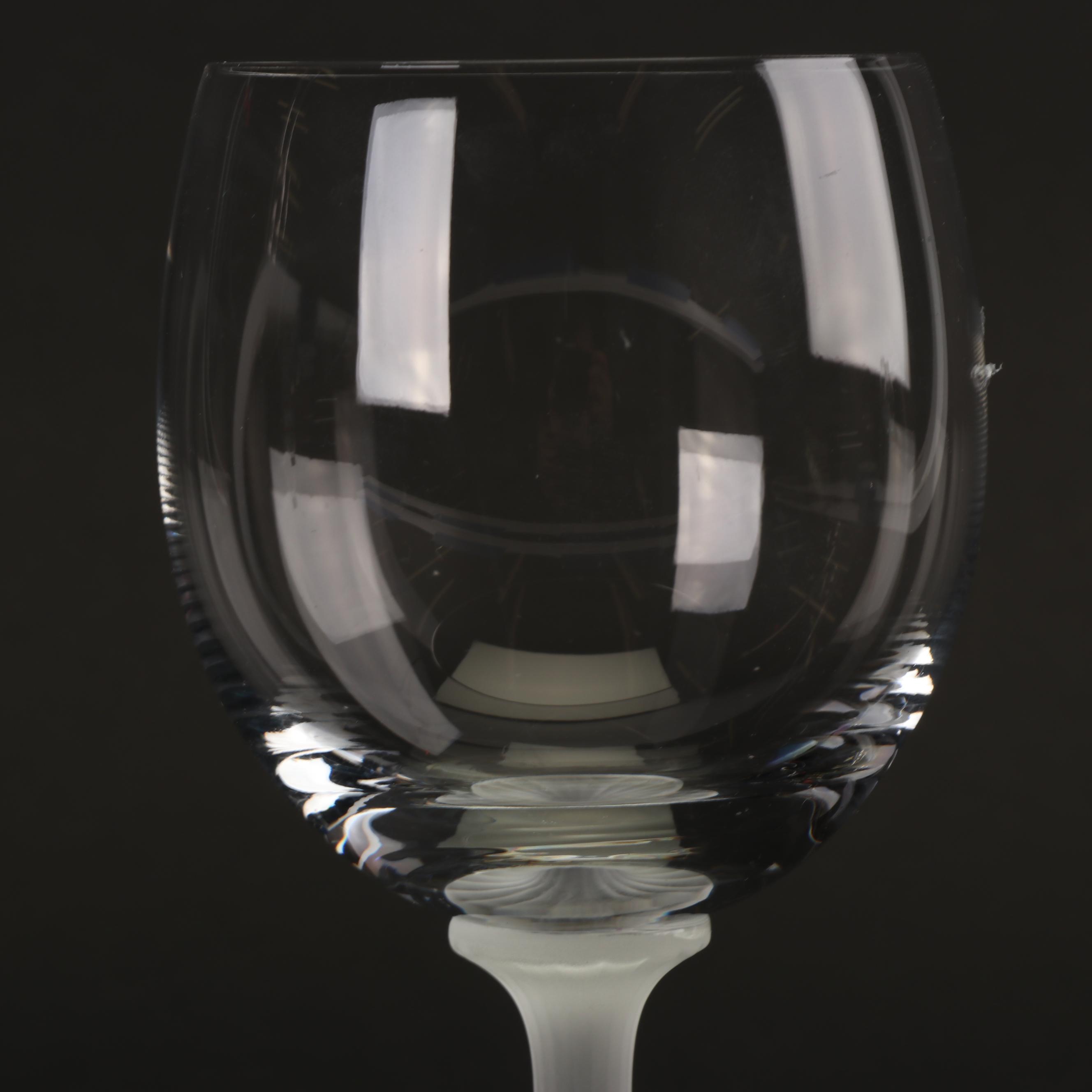 Red Wine Glasses with Frosted Stems