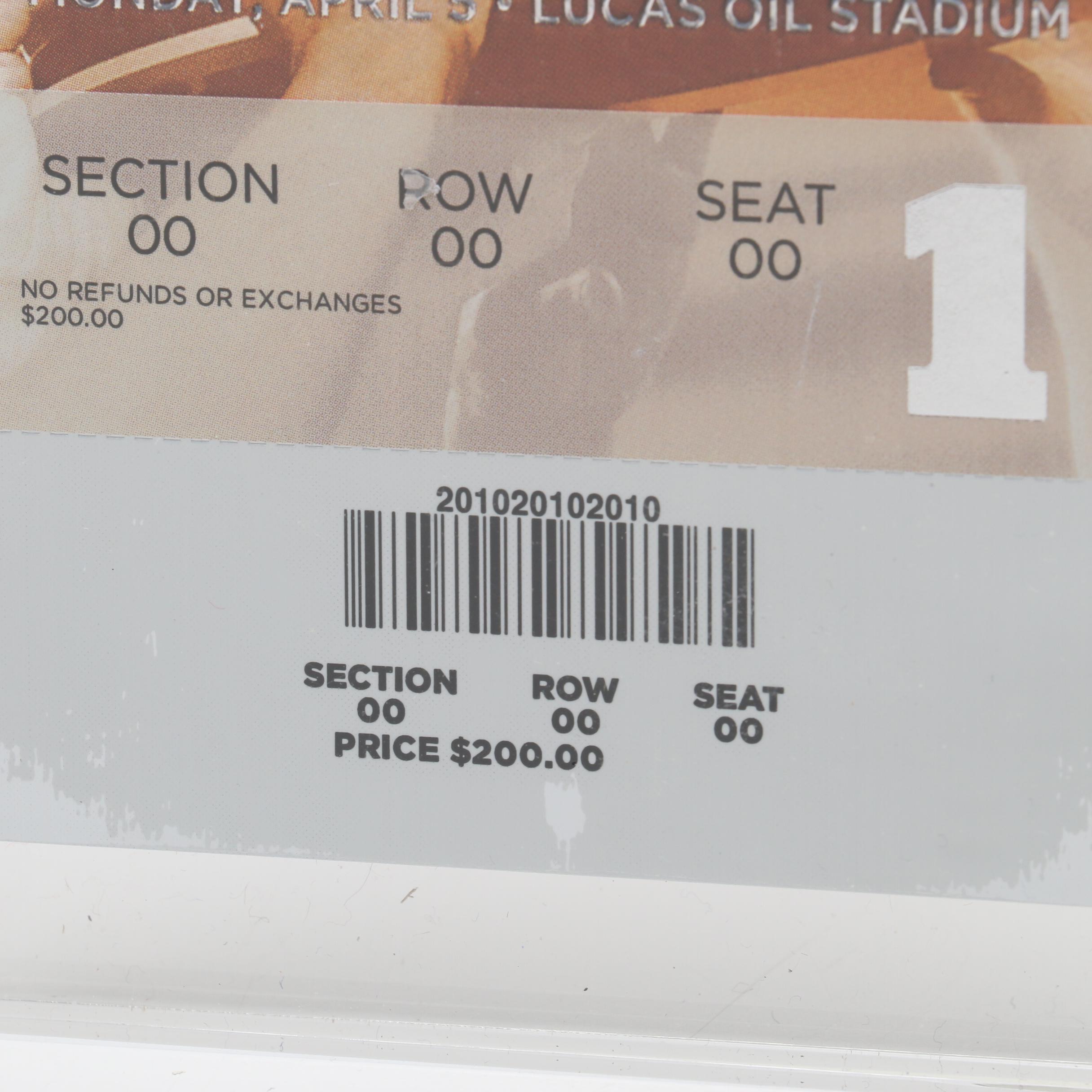 2010 NCAA Final Four Championship Final Game Full Ticket with Floor Sample