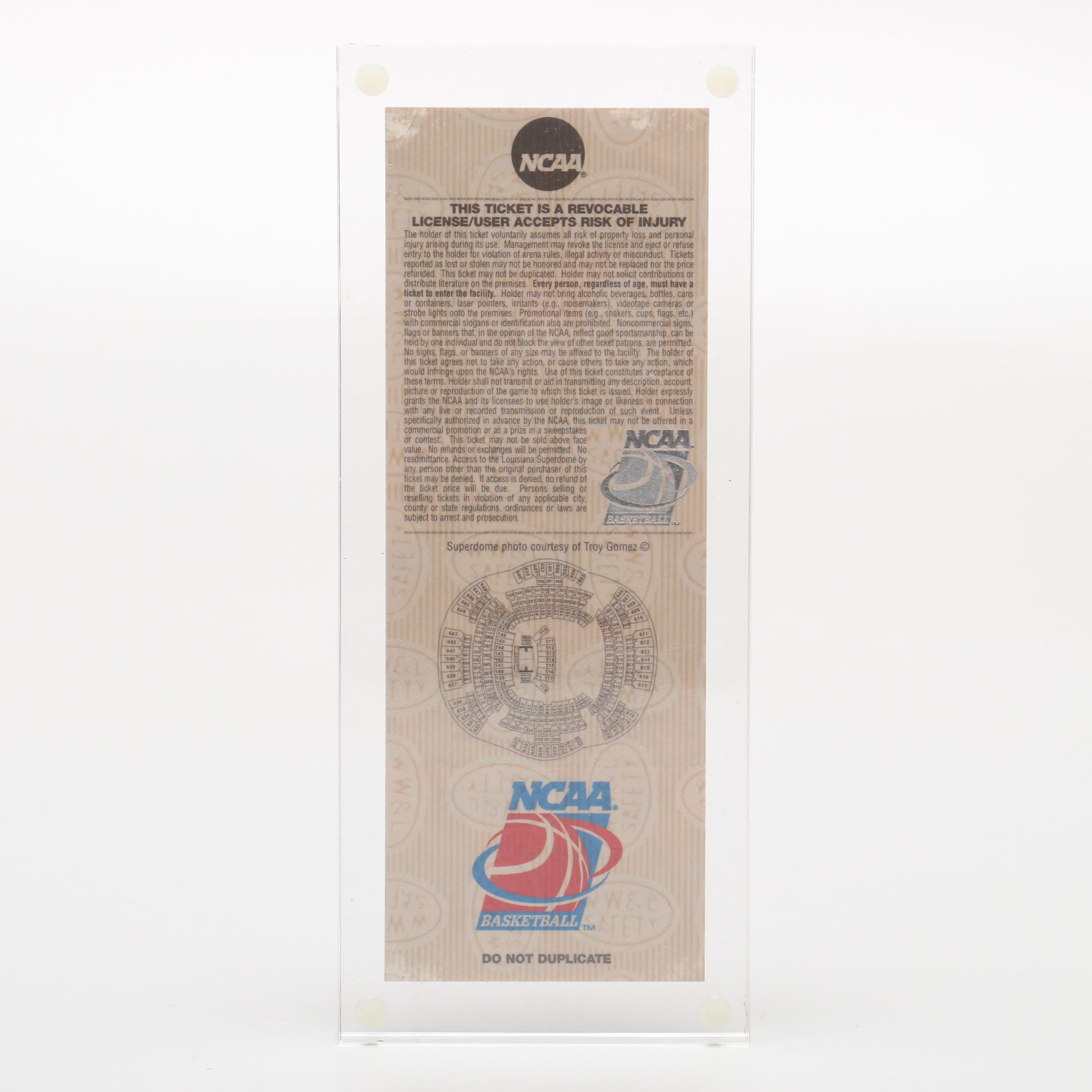 2003 Final Four Championship Final Game Full Ticket with Floor Sample