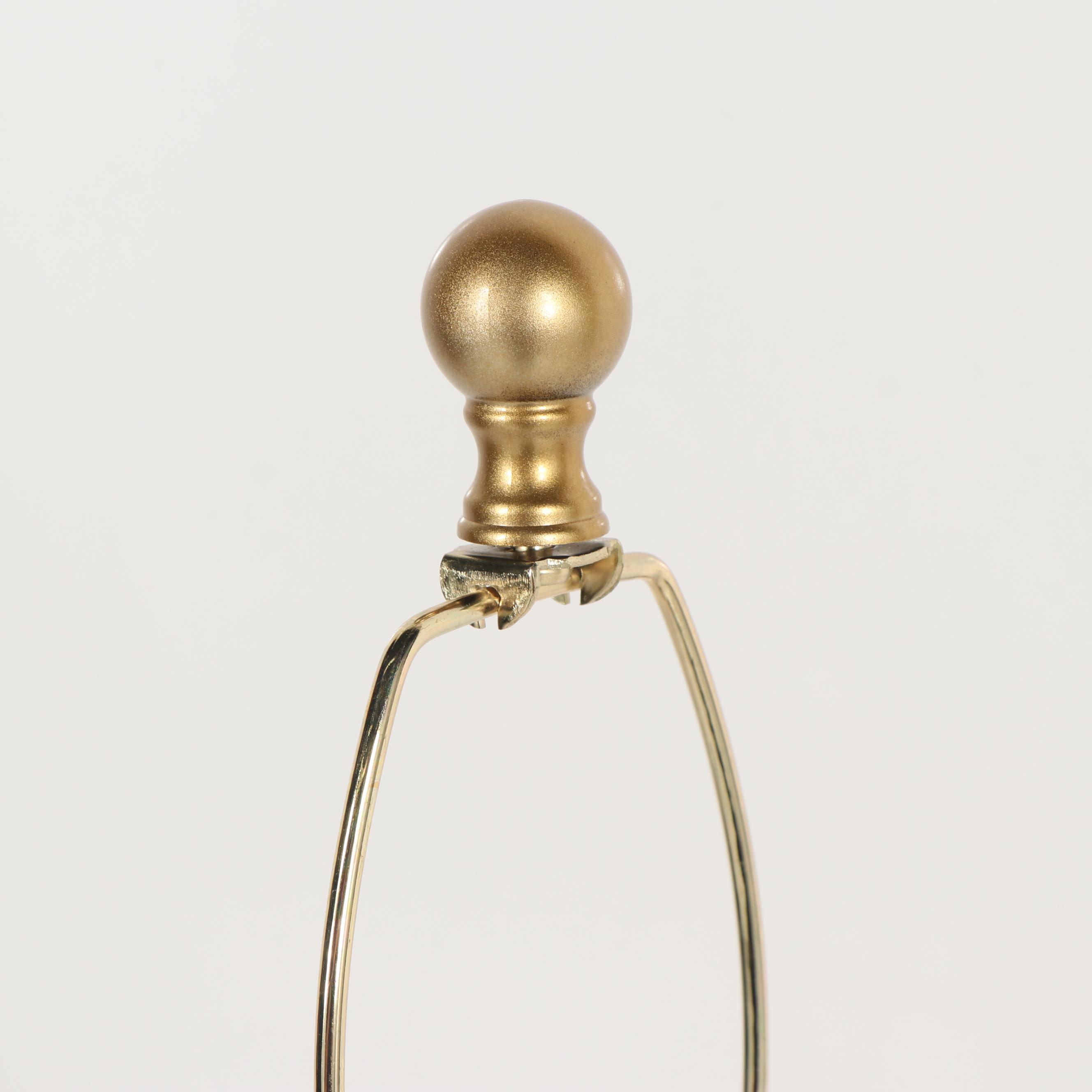 Gold Tone Geometric Cage Table Lamp with Fabric Shade