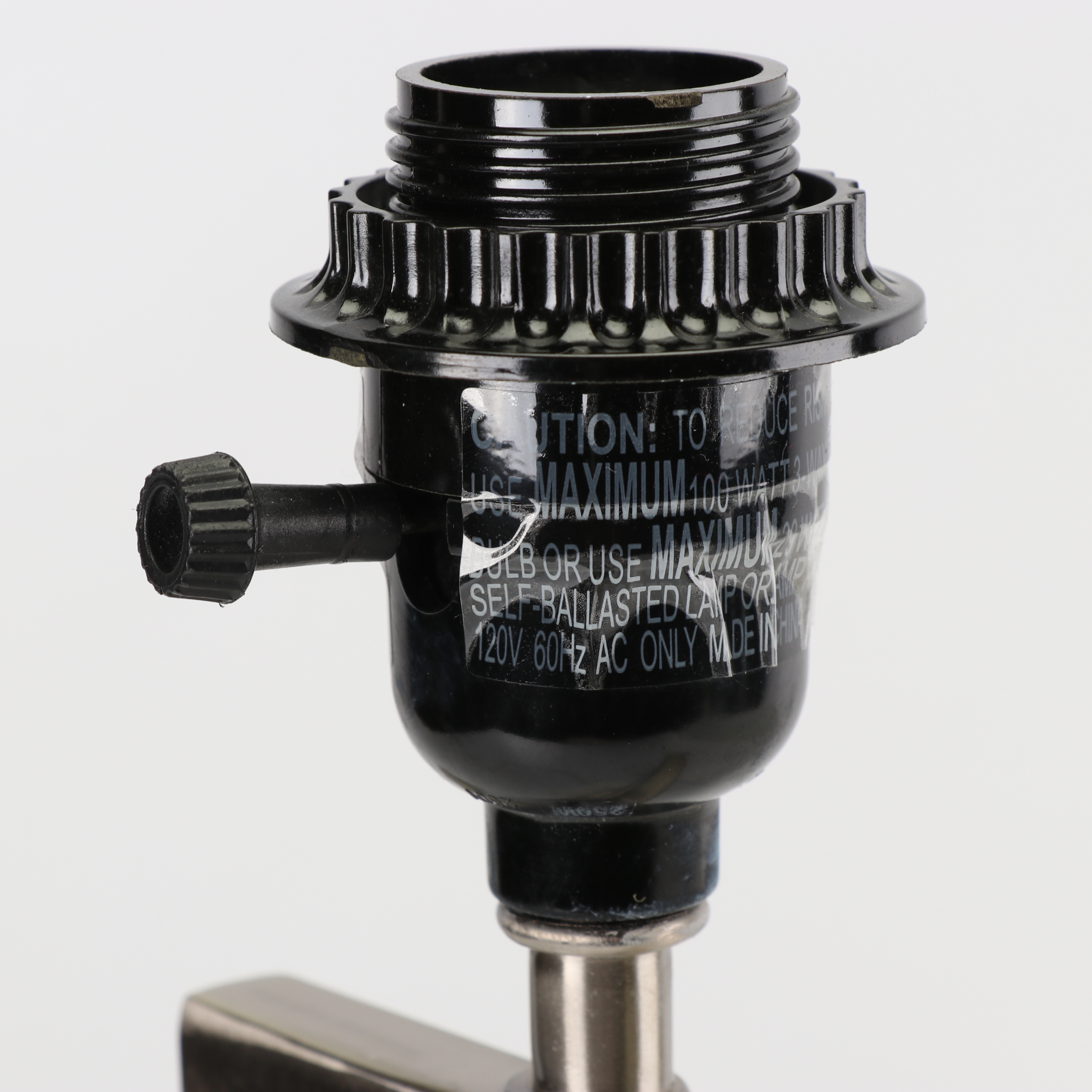 Geometric Chrome Table Lamp with Rectangular Fabric Shade