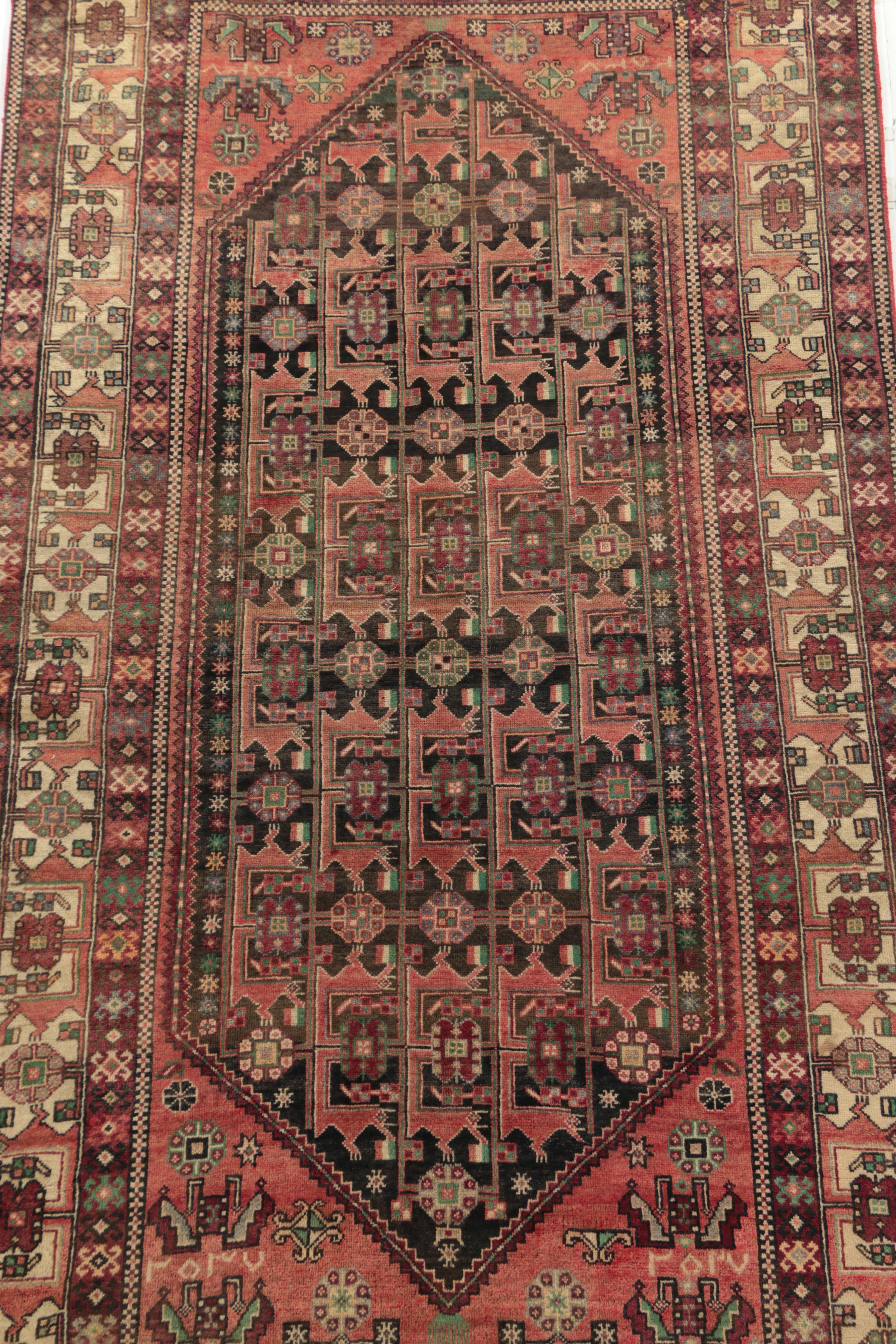 Hand-Knotted Inscribed Persian Quchan Wool Long Rug
