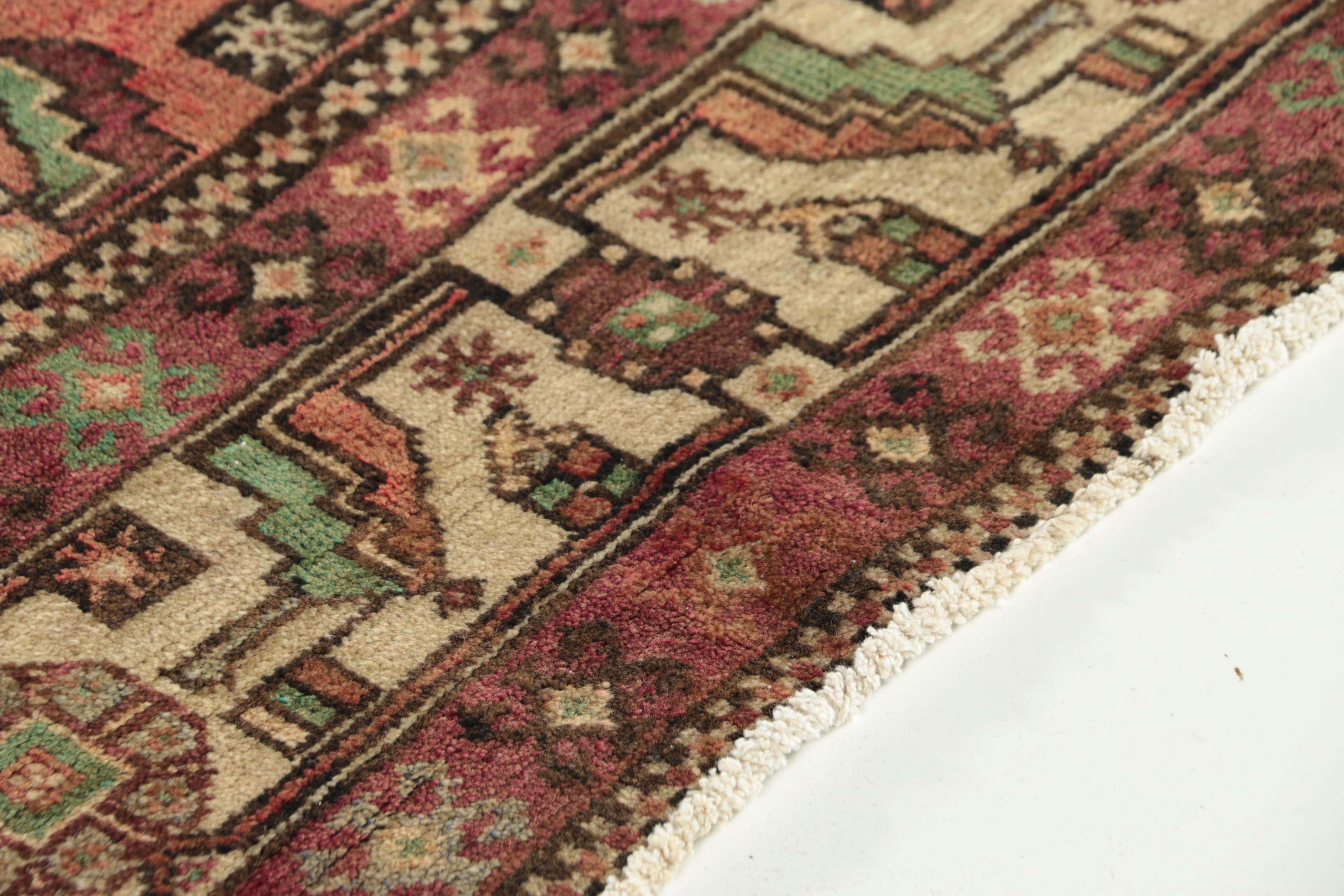 Hand-Knotted Inscribed Persian Quchan Wool Long Rug
