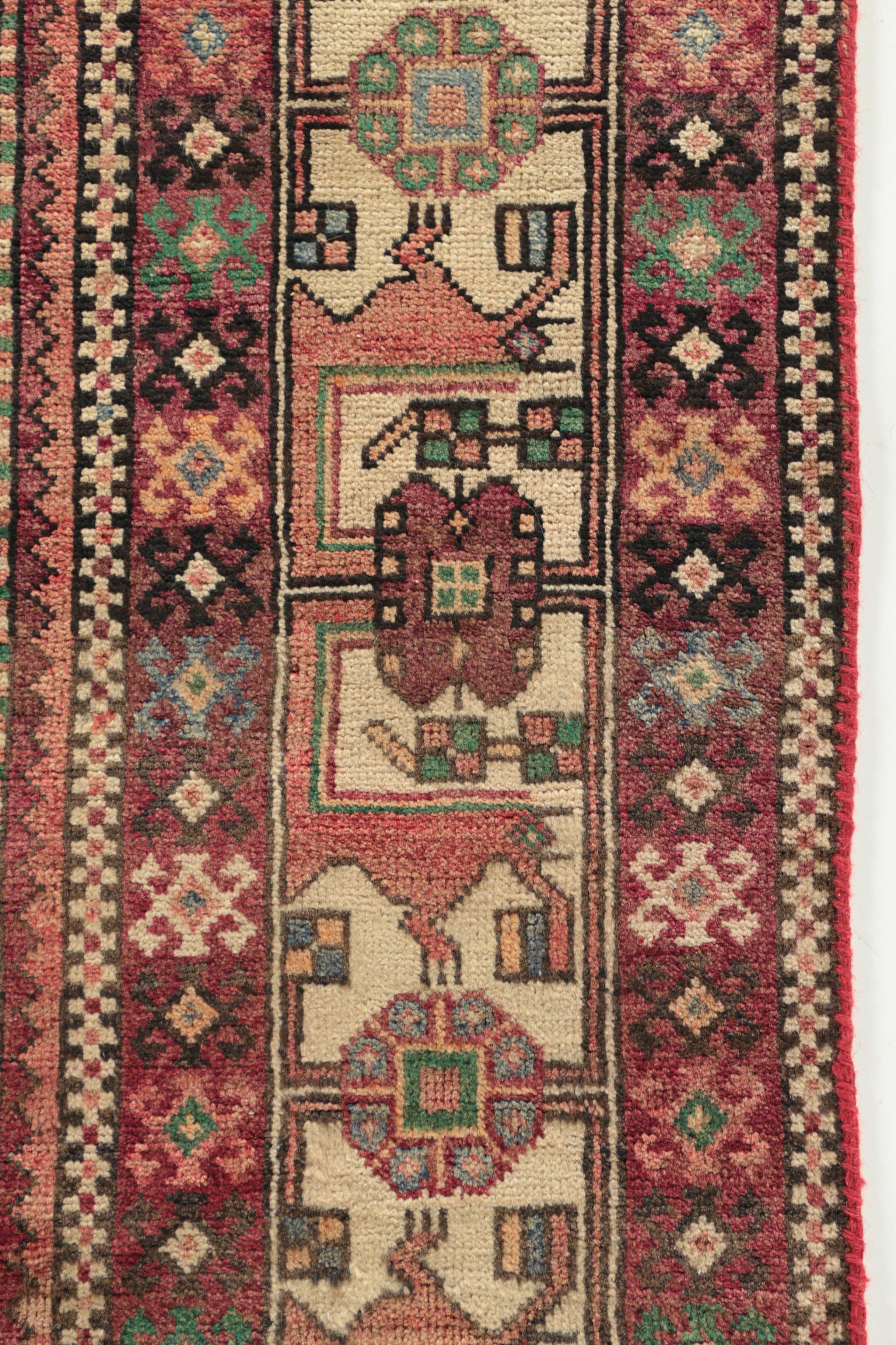 Hand-Knotted Inscribed Persian Quchan Wool Long Rug
