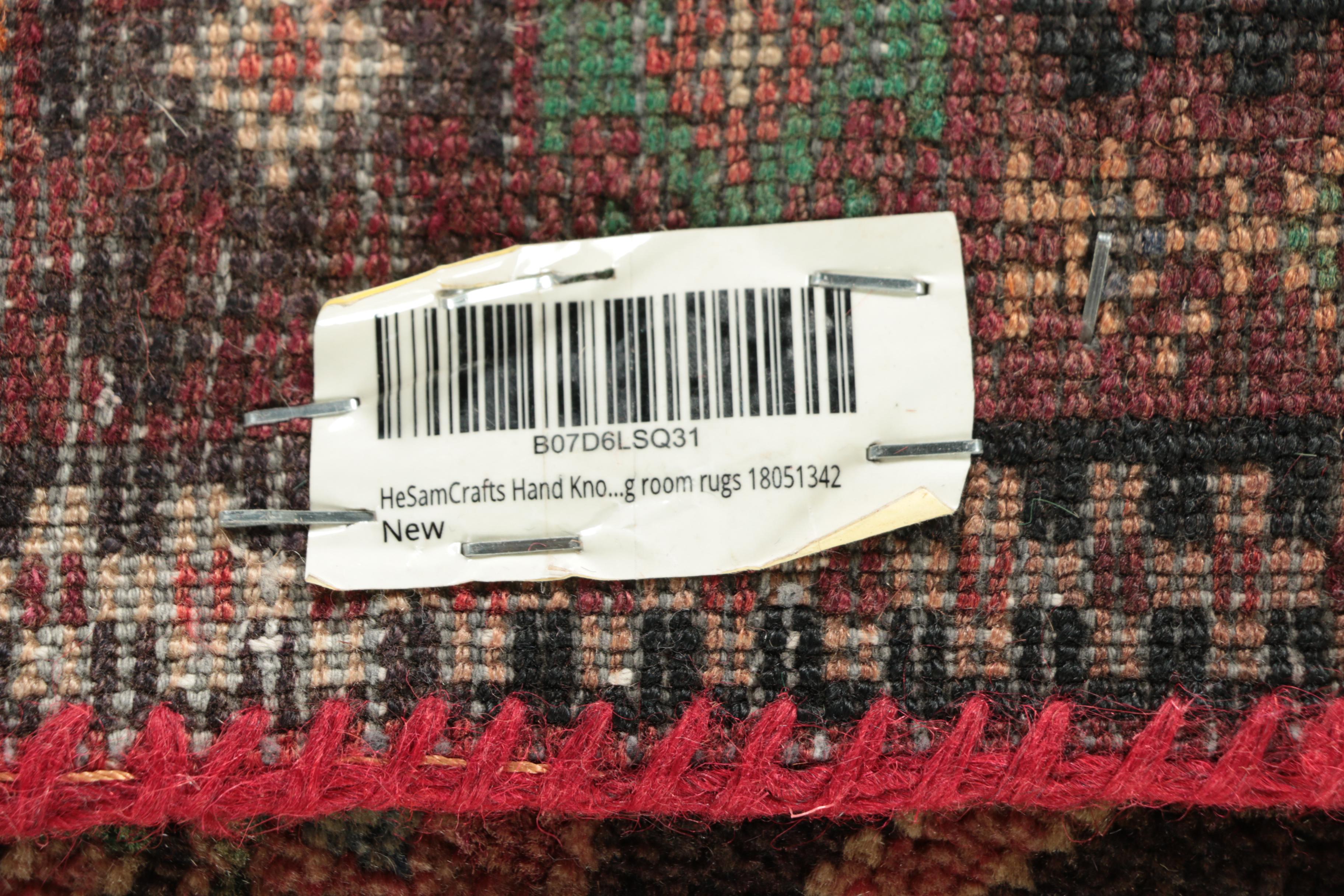 Hand-Knotted Inscribed Persian Quchan Wool Long Rug