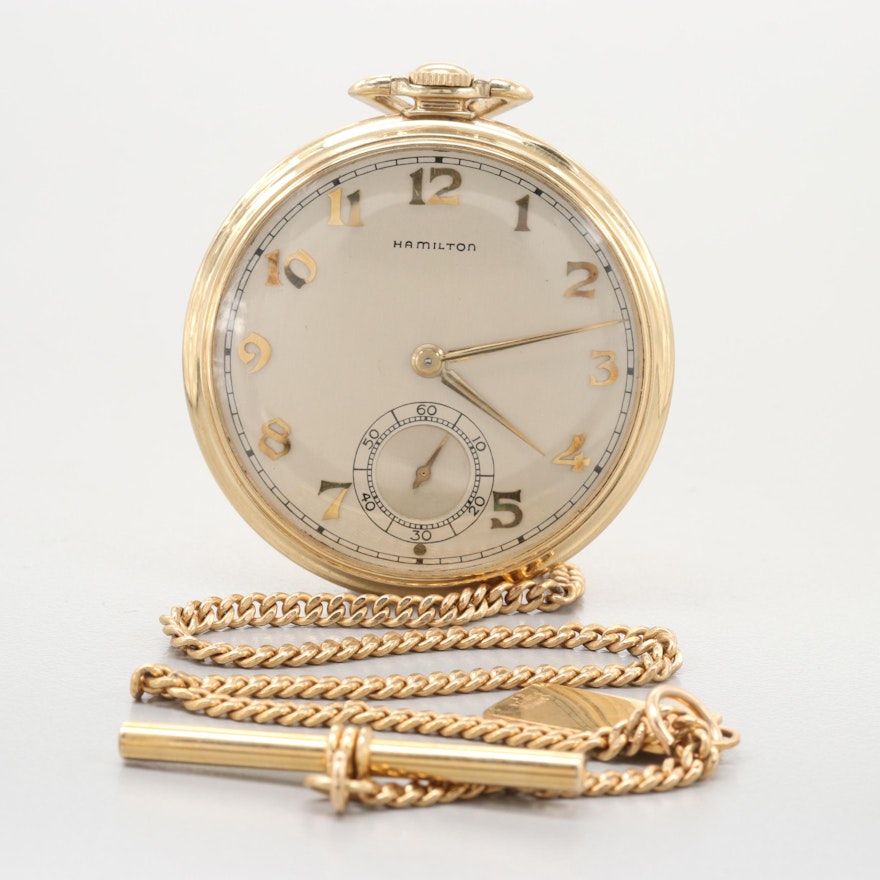 Hamilton 14K Yellow Gold Pocket Watch, 1947