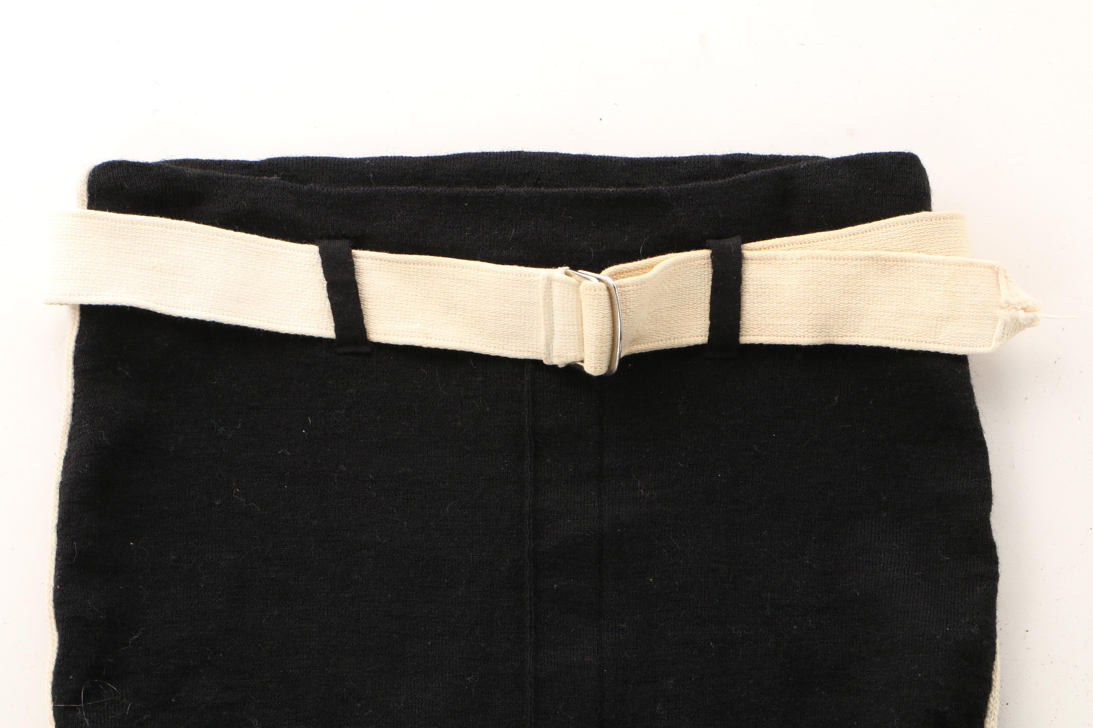 Men's Malibu Belted Black Wool Knit Swim Trunks, 1940s Vintage